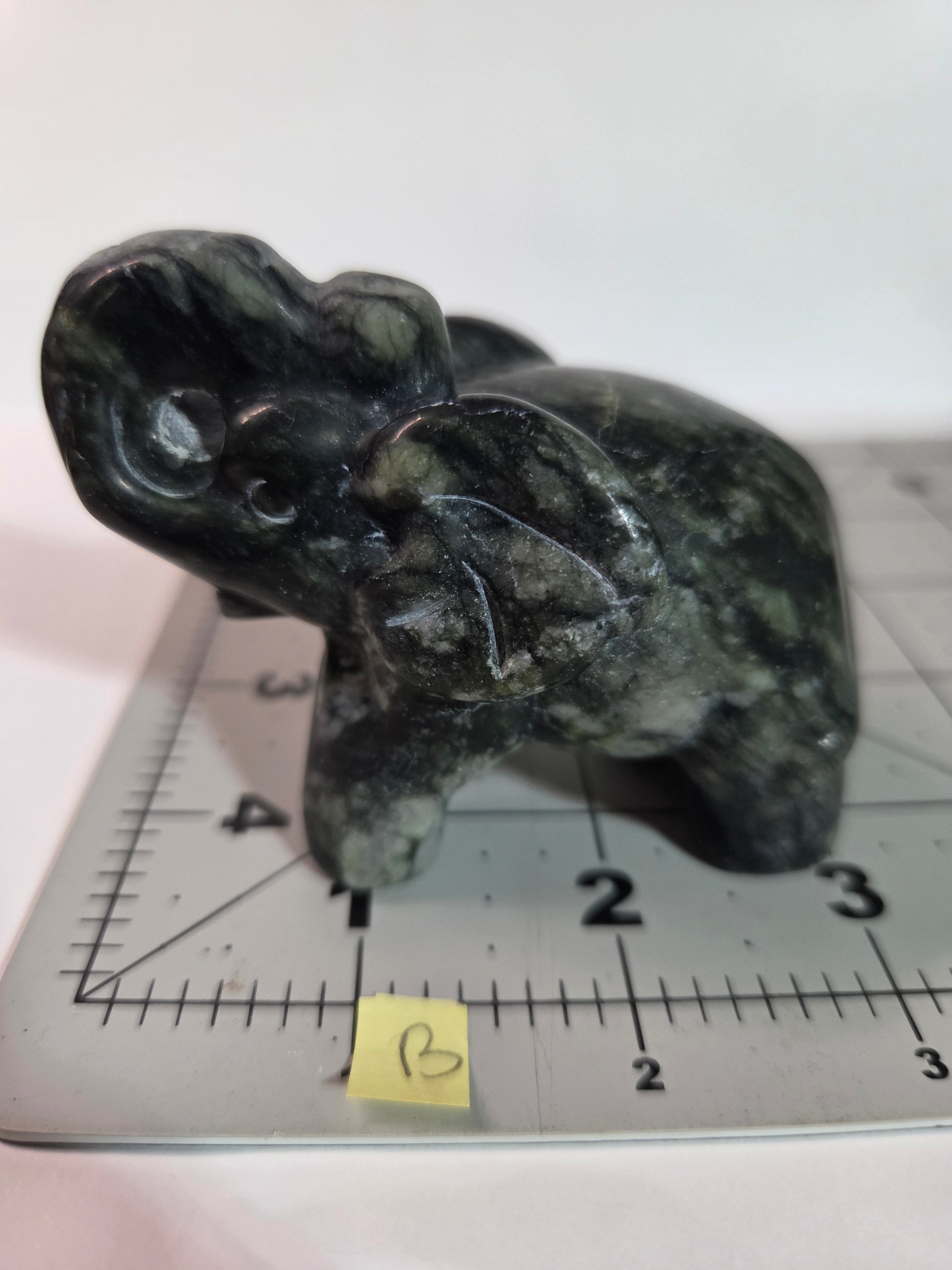 Green Jade Elephant Carving - Specimen B