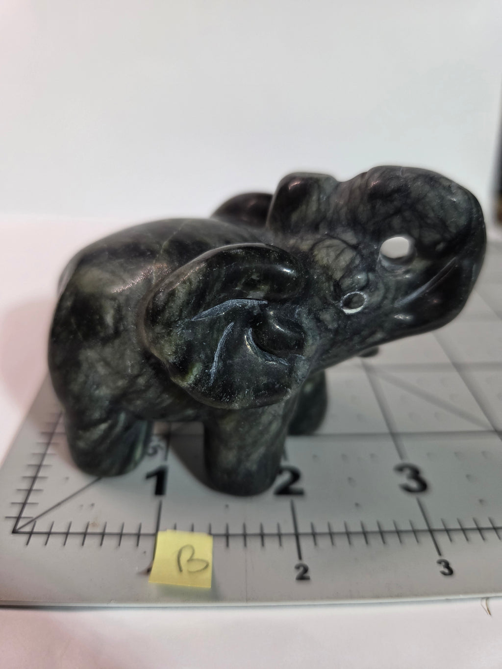 Green Jade Elephant Carving - Specimen B