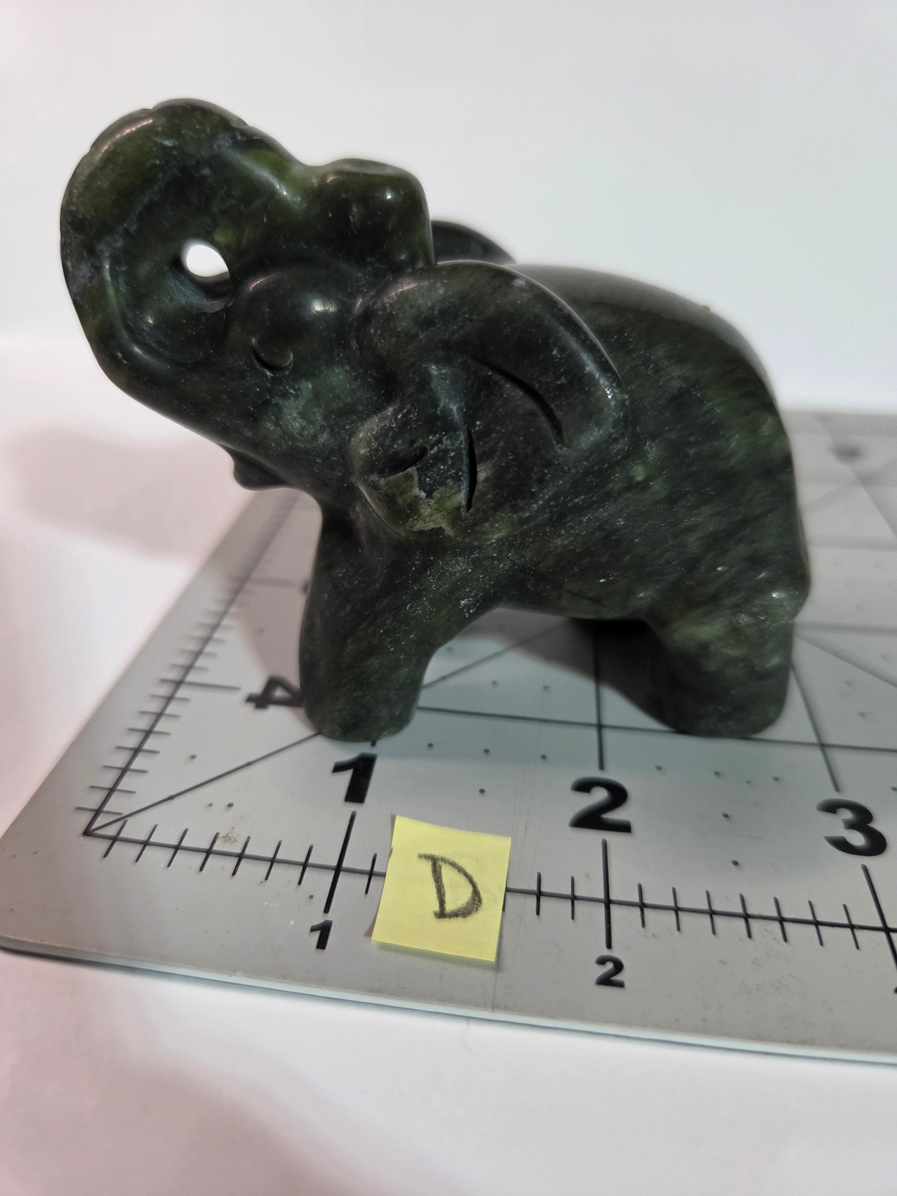 Green Jade Elephant Carving - Specimen D