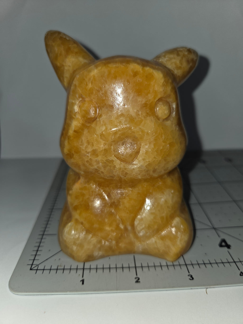 Honey Calcite Pikachu Carving