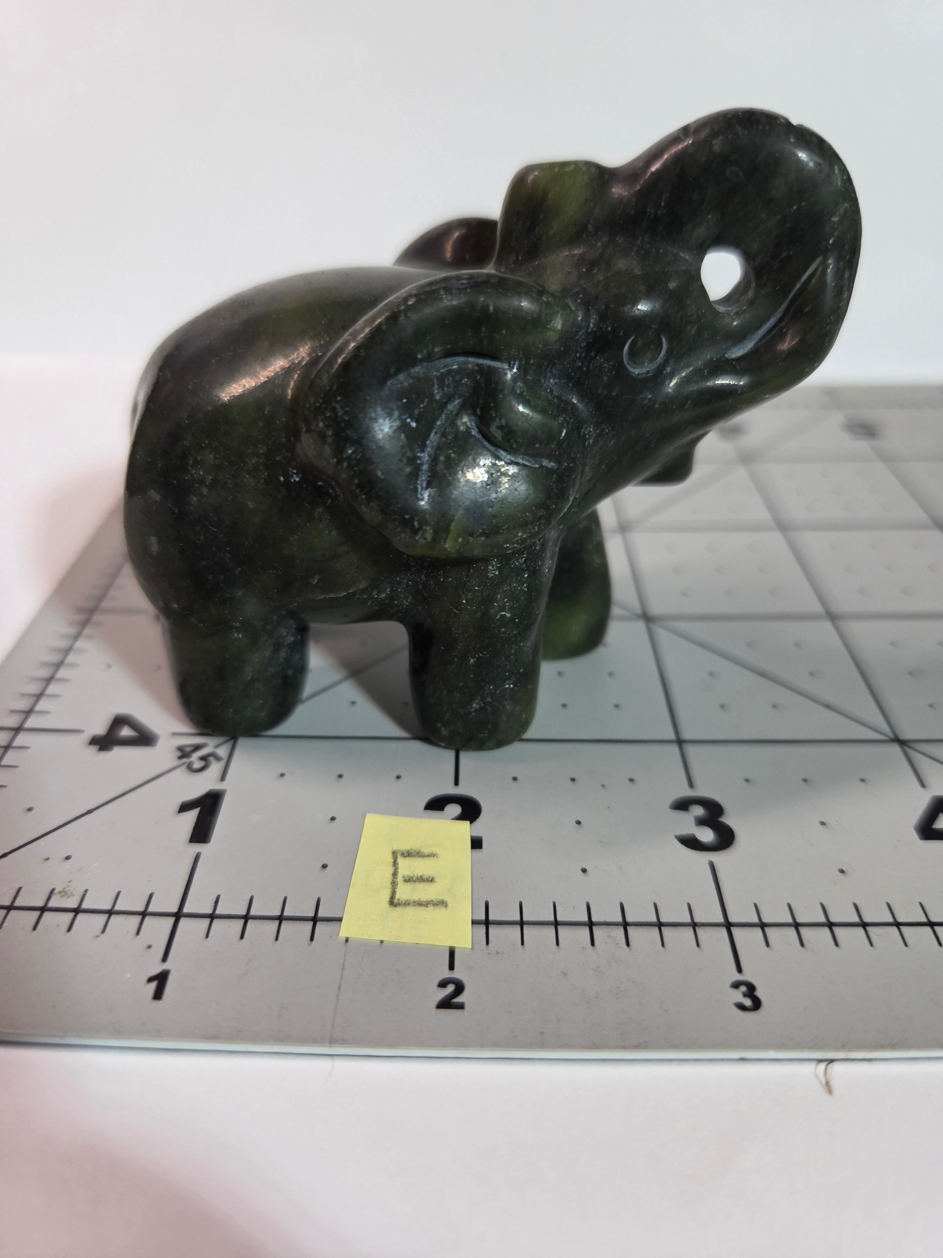 Green Jade Elephant Carving - Specimen E