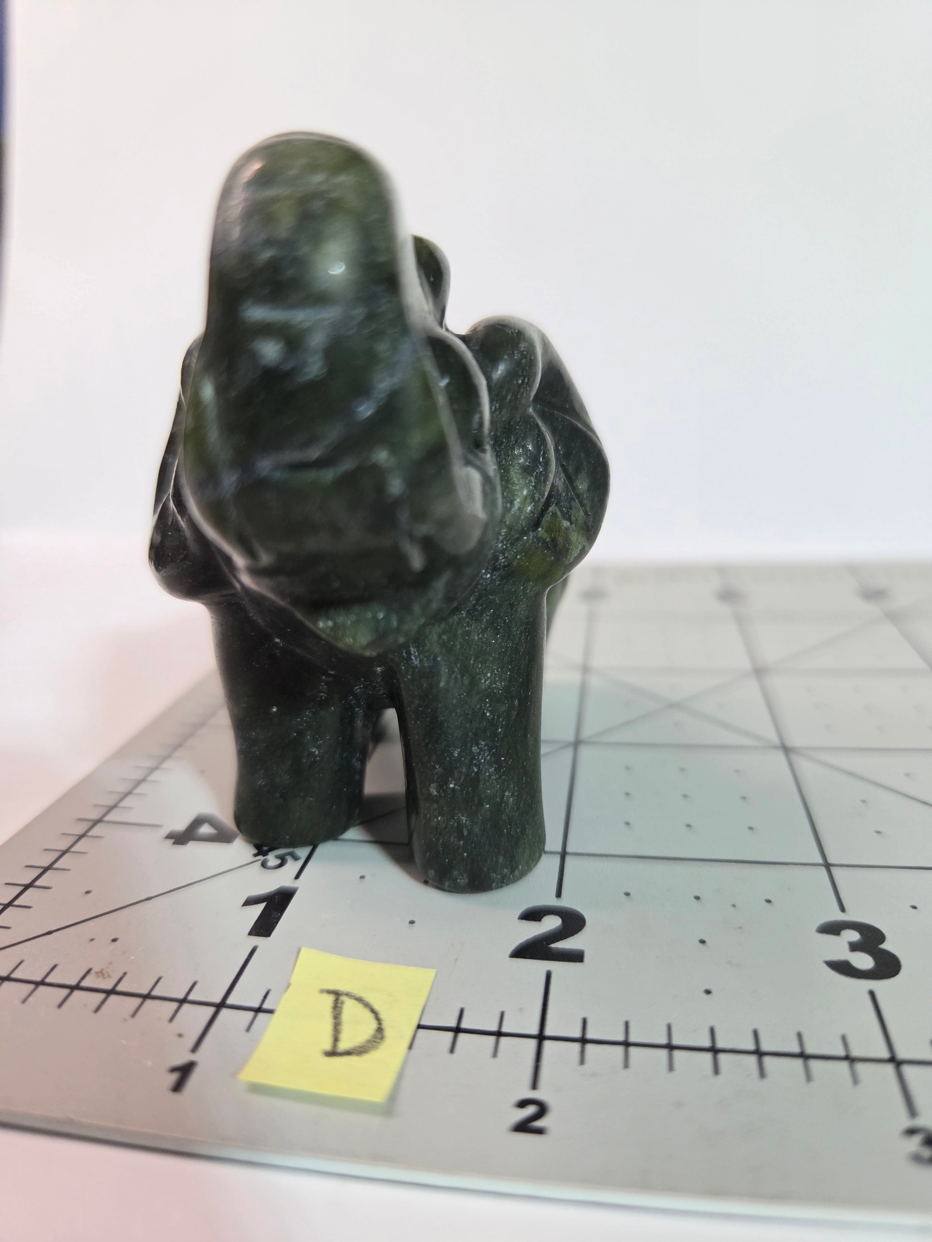 Green Jade Elephant Carving - Specimen D