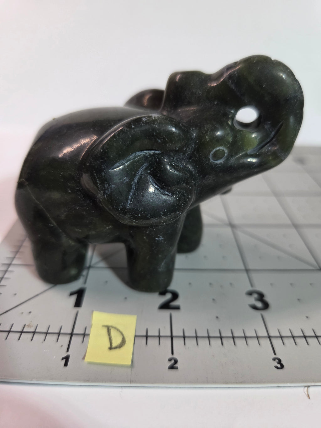 Green Jade Elephant Carving - Specimen D