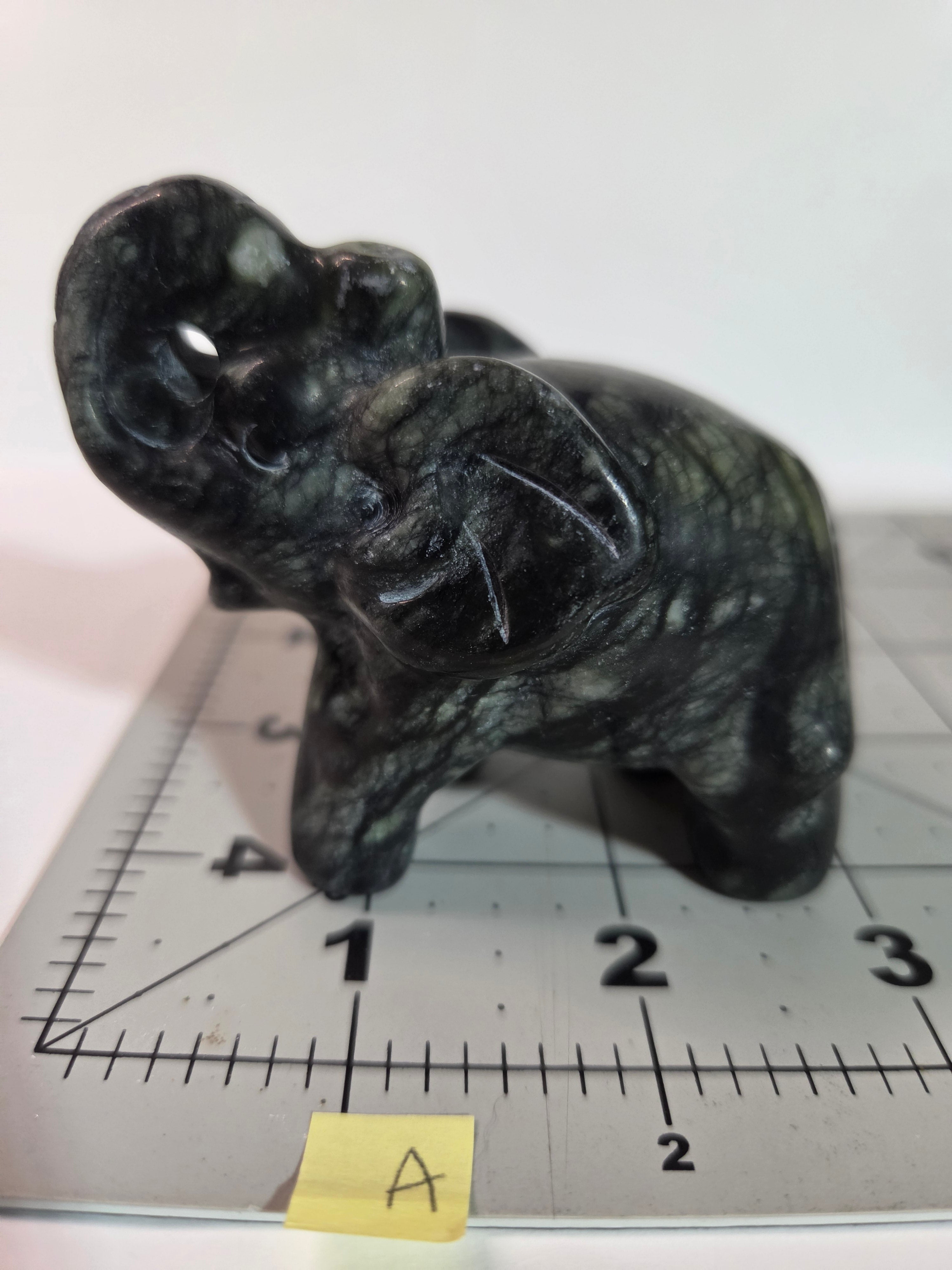 Green Jade Elephant Carving - Specimen A