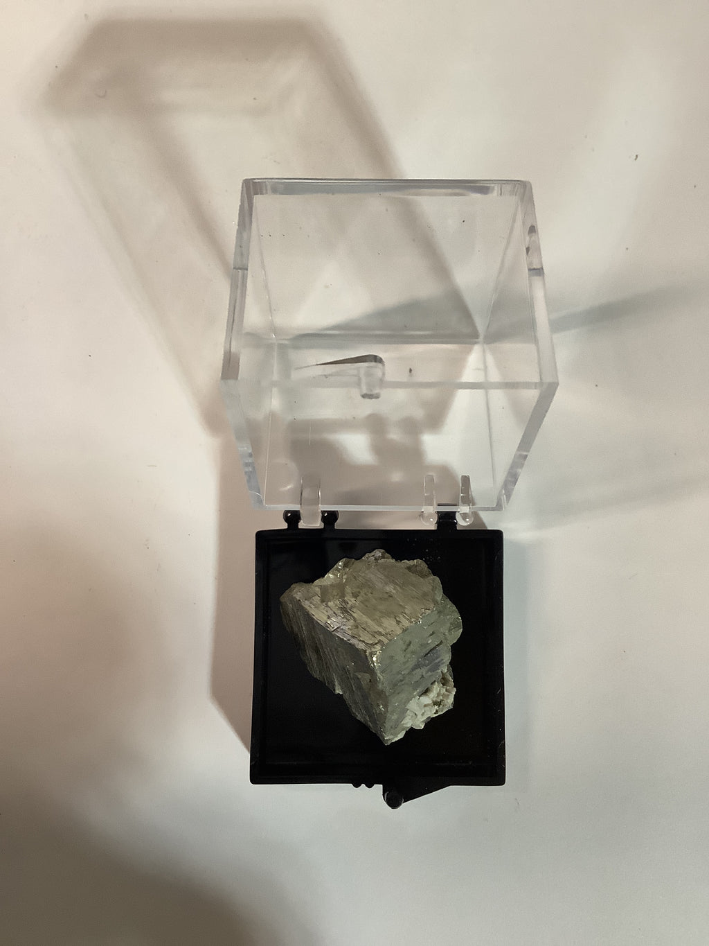 Arkansas Pyrite Cube with Barite in Acrylic Display Case - Specimen #1