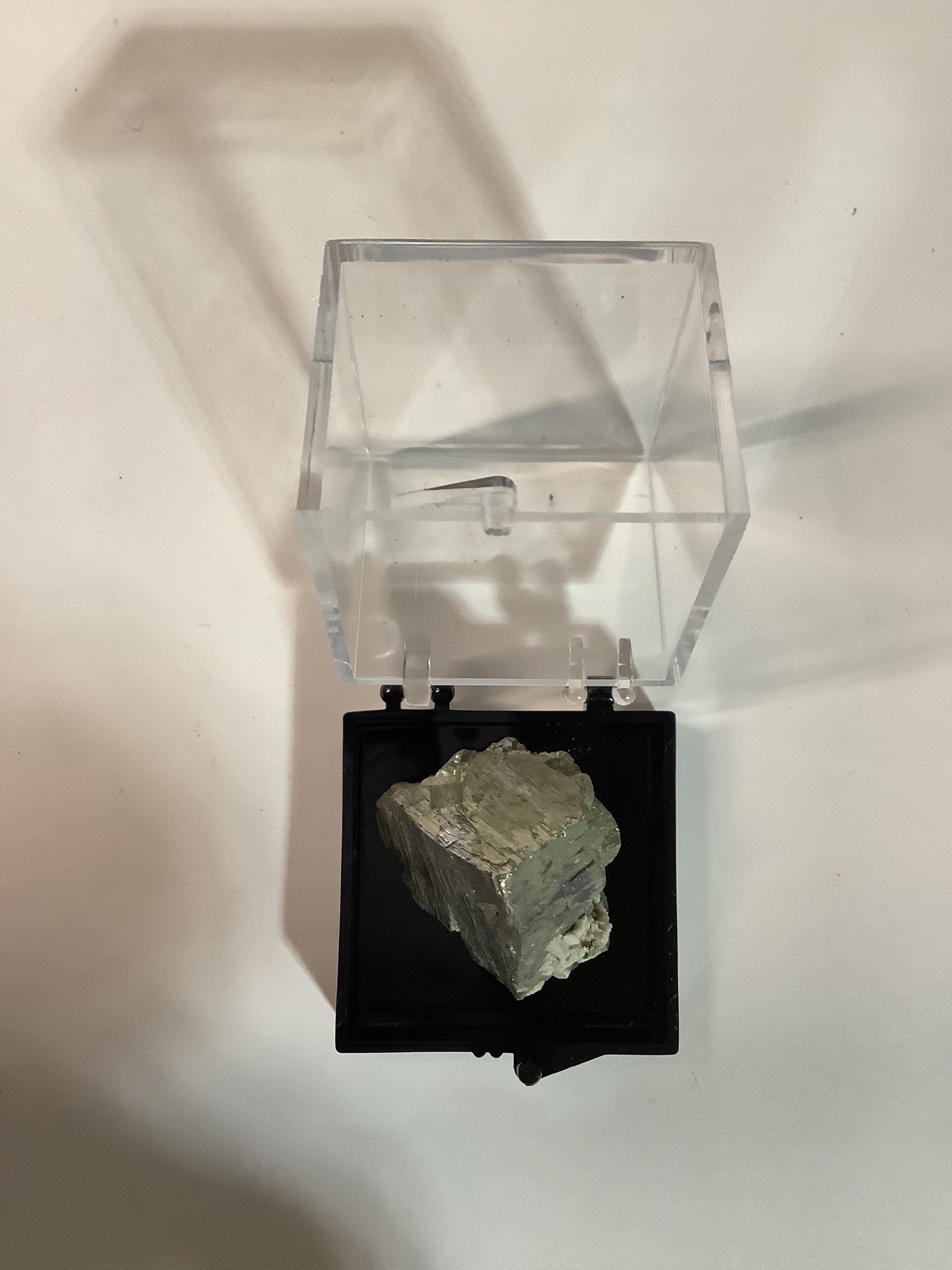 Arkansas Pyrite Cube with Barite in Acrylic Display Case - Specimen #1