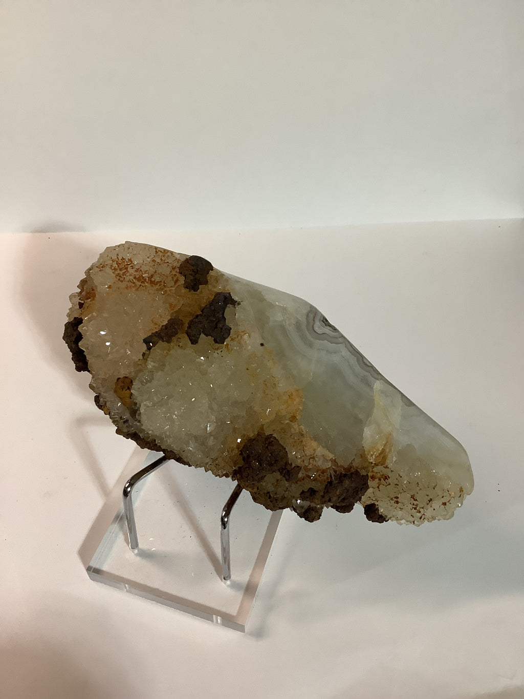 Missouri Druzy Quartz on Lacy Agate with Hematite - Specimen #6