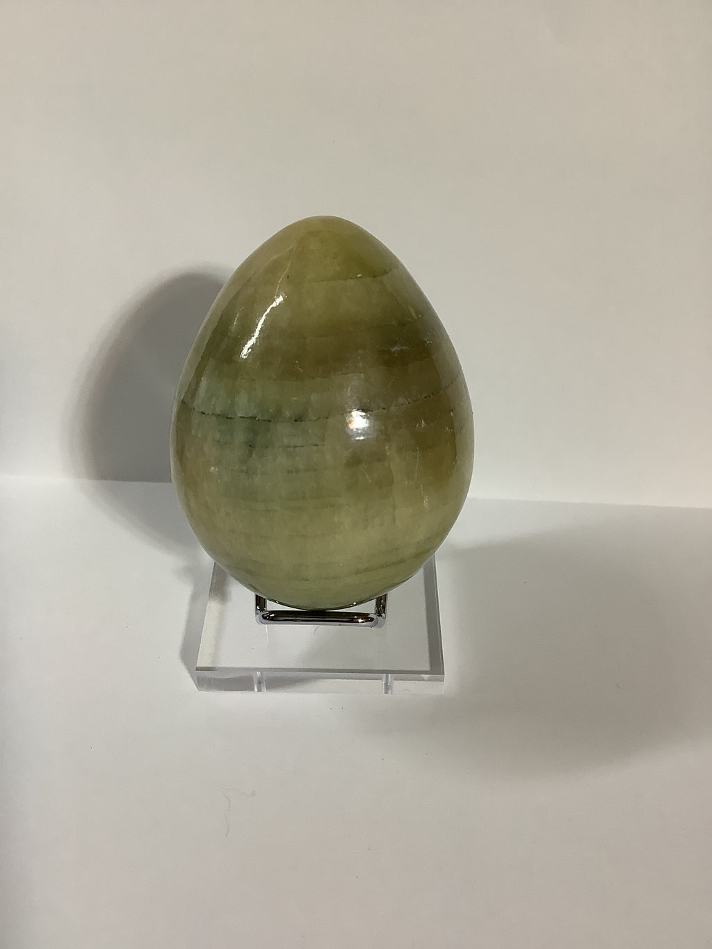 Afghan Onyx Carved Egg - Olive Green