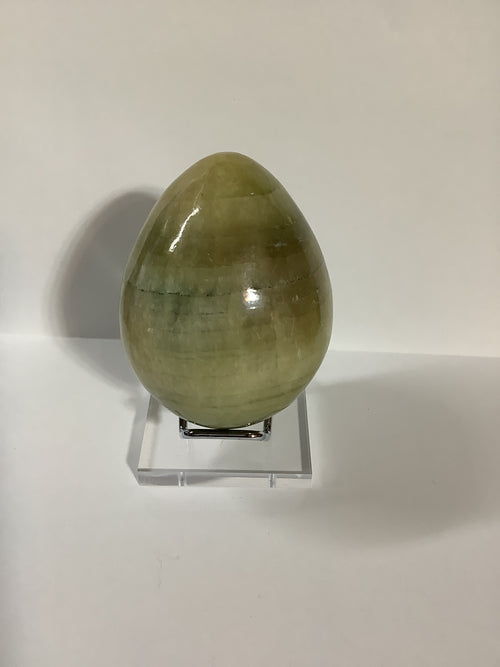 Afghan Onyx Carved Egg - Olive Green
