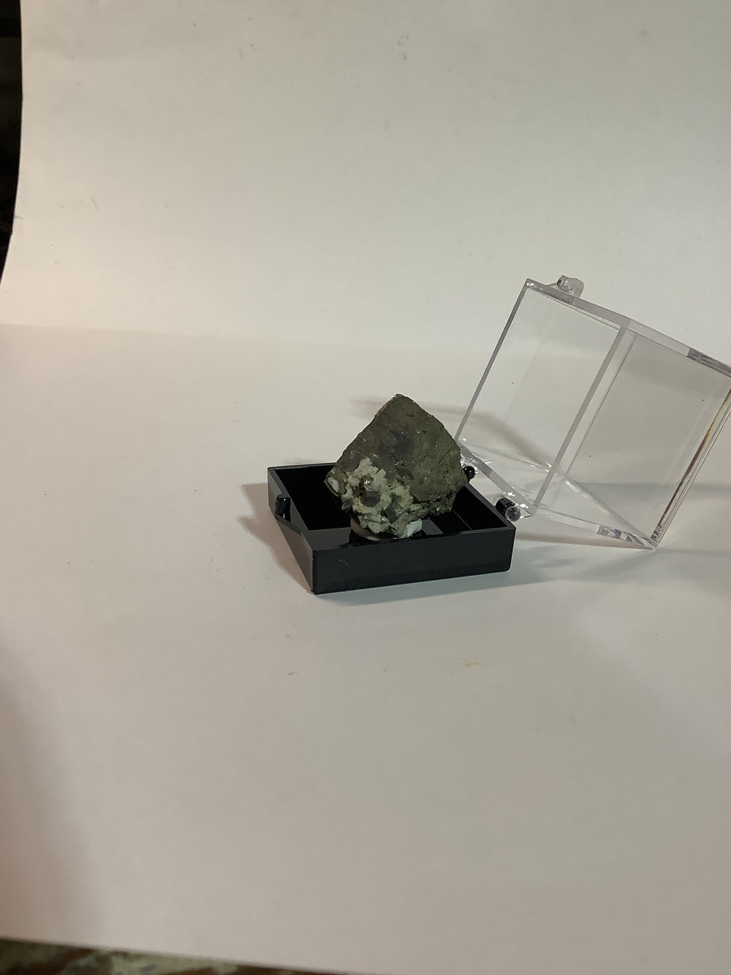 Arkansas Pyrite Cube with Barite in Acrylic Display Case - Specimen #1