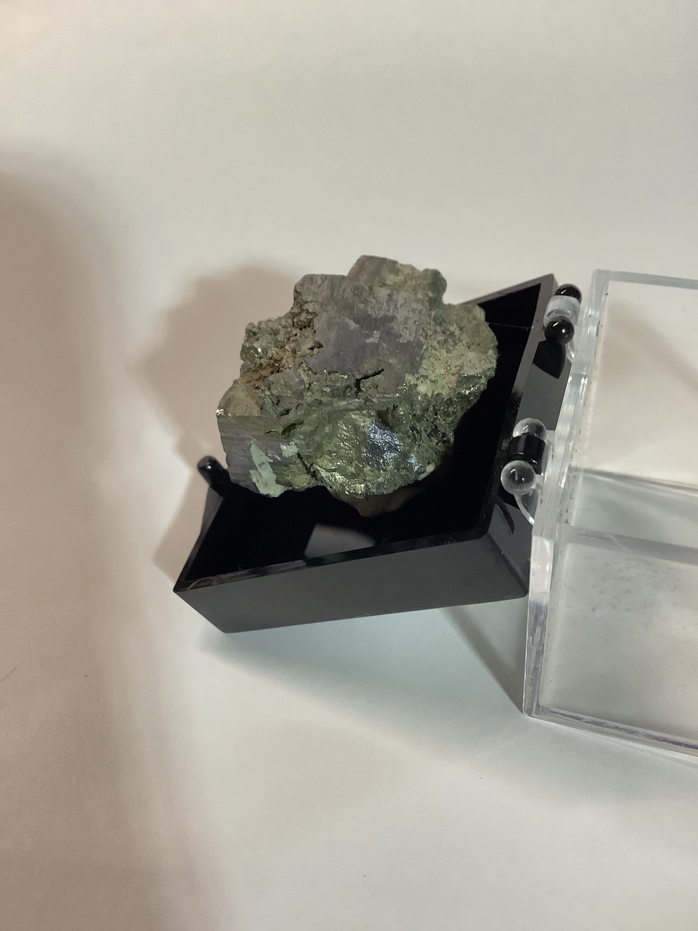 Arkansas Pyrite Cube Cluster in Acrylic Display Case - Specimen #8