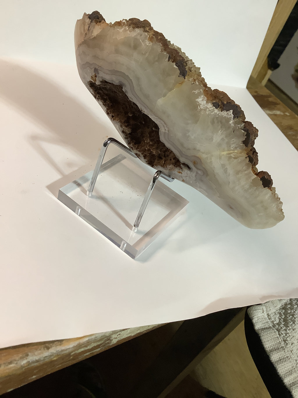 Missouri Druzy Quartz on Lacy Agate with Hematite - Specimen #6