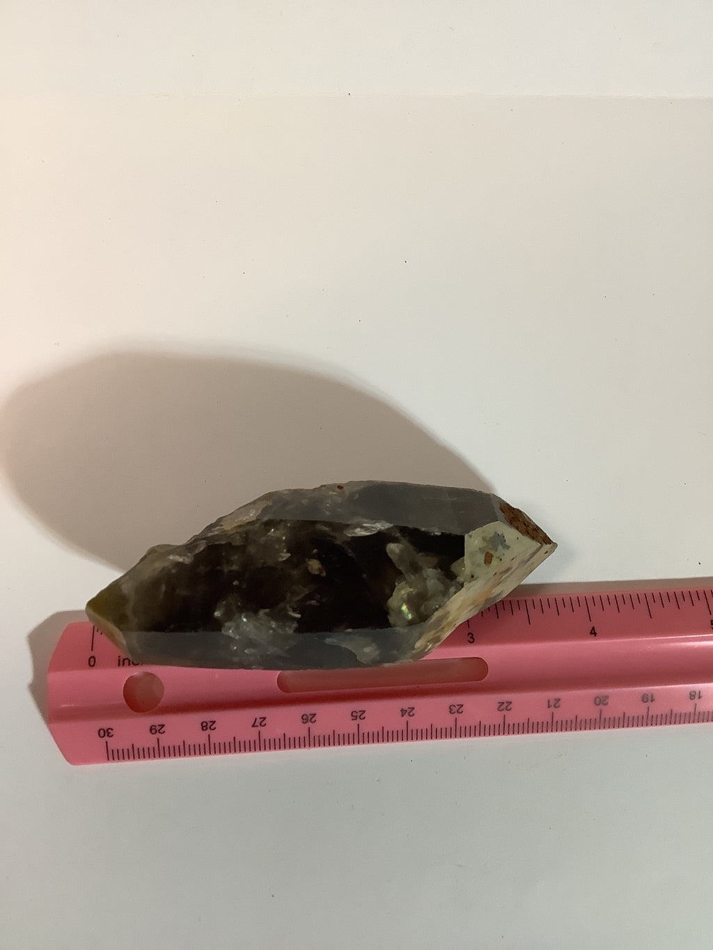 Large Arkansas Smoky Quartz Double Terminated Point with Oreo Phantom Caps - Acrylic Display Stand