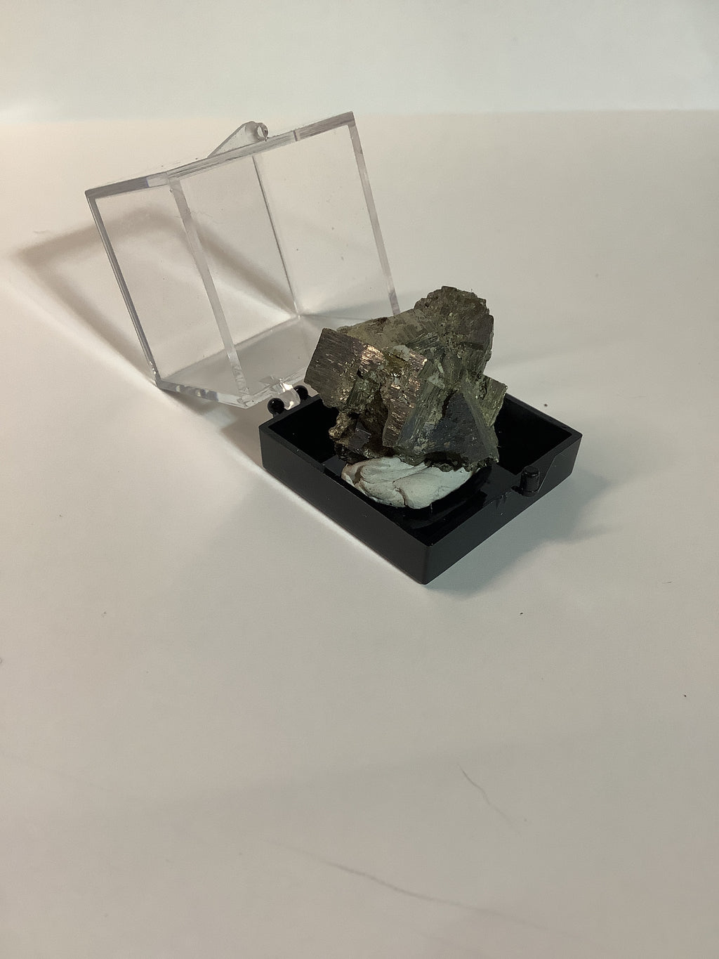 Arkansas Pyrite Cube Cluster in Acrylic Display Case - Specimen #6