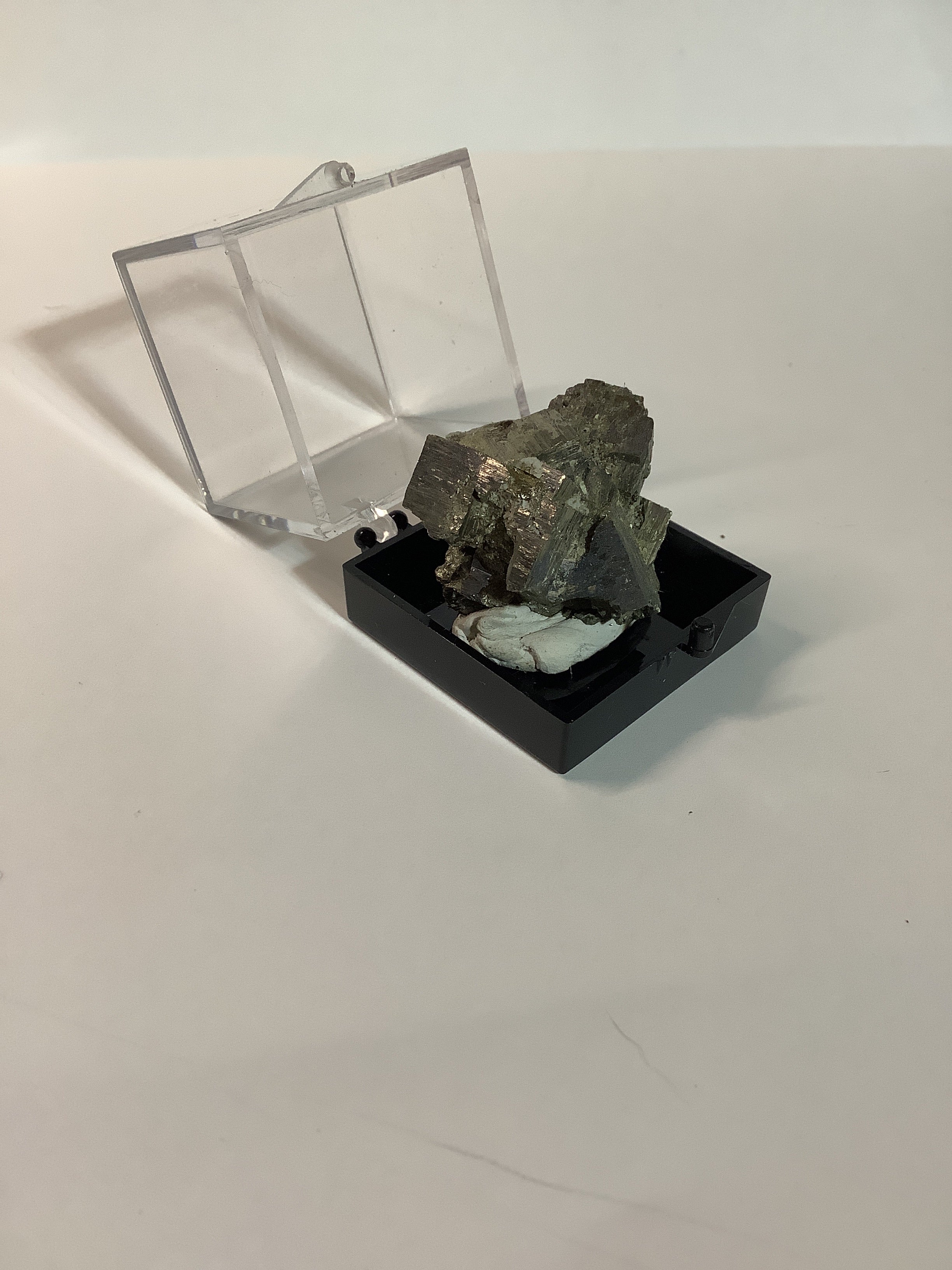Arkansas Pyrite Cube Cluster in Acrylic Display Case - Specimen #6
