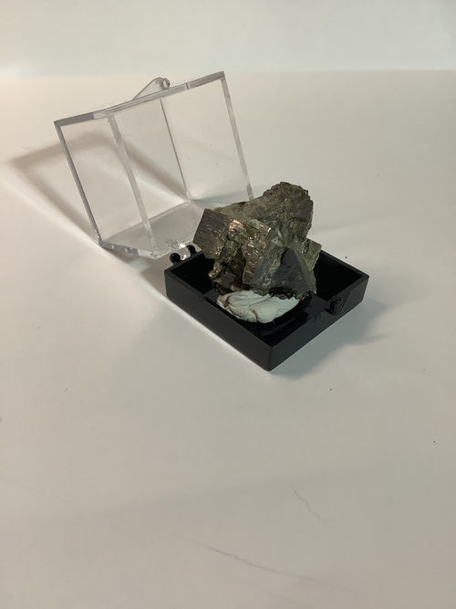 Arkansas Pyrite Cube Cluster in Acrylic Display Case - Specimen #6