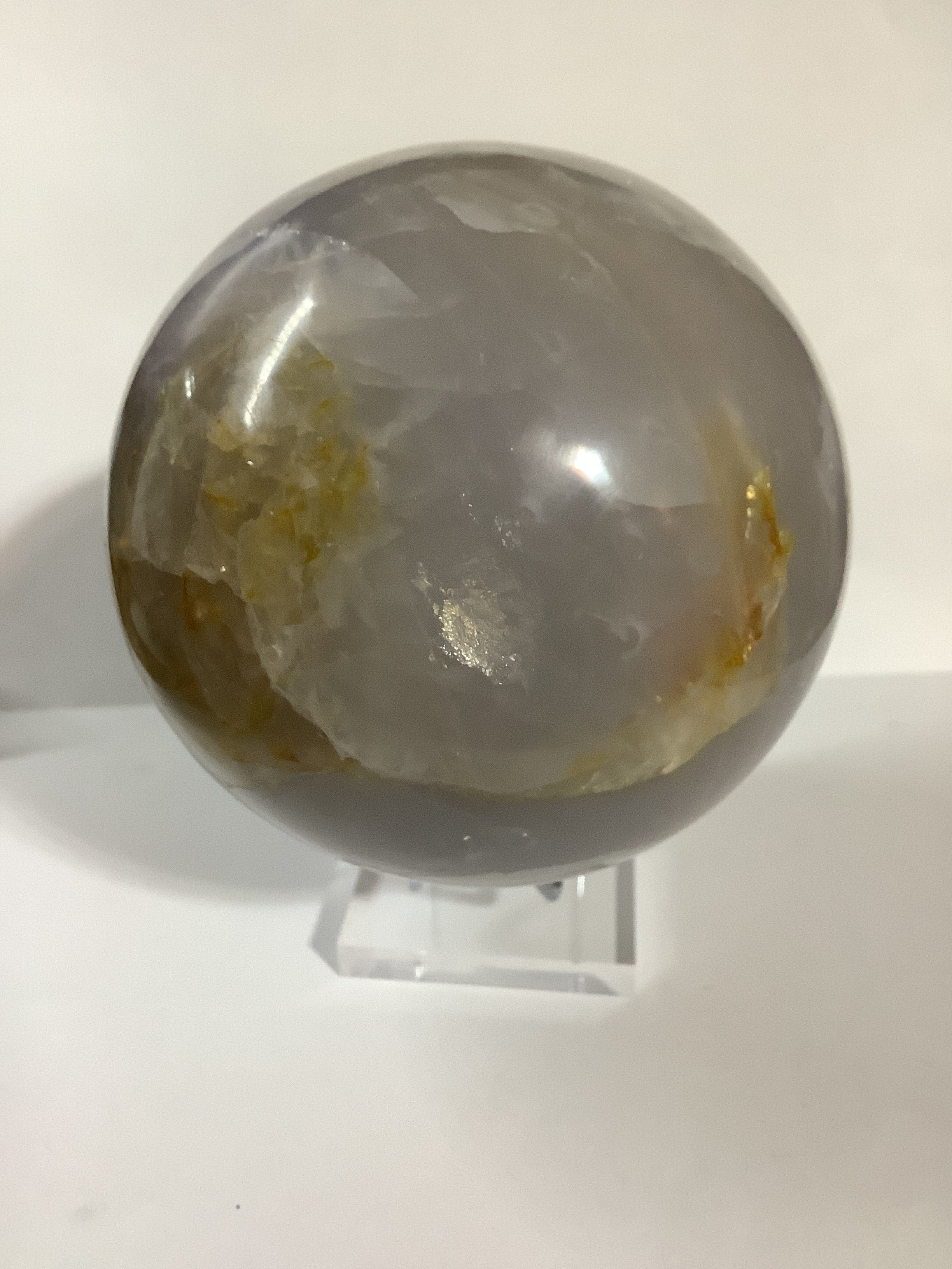 Blue Rose Quartz Sphere with Rainbow Flashes - 3lb 5oz