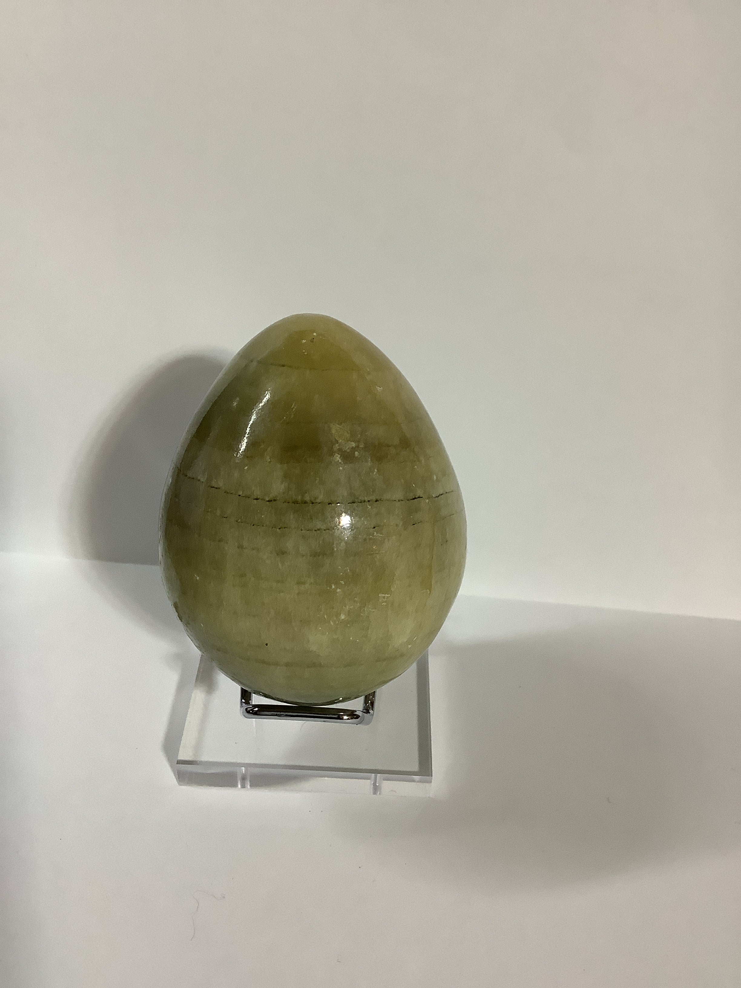 Afghan Onyx Carved Egg - Olive Green
