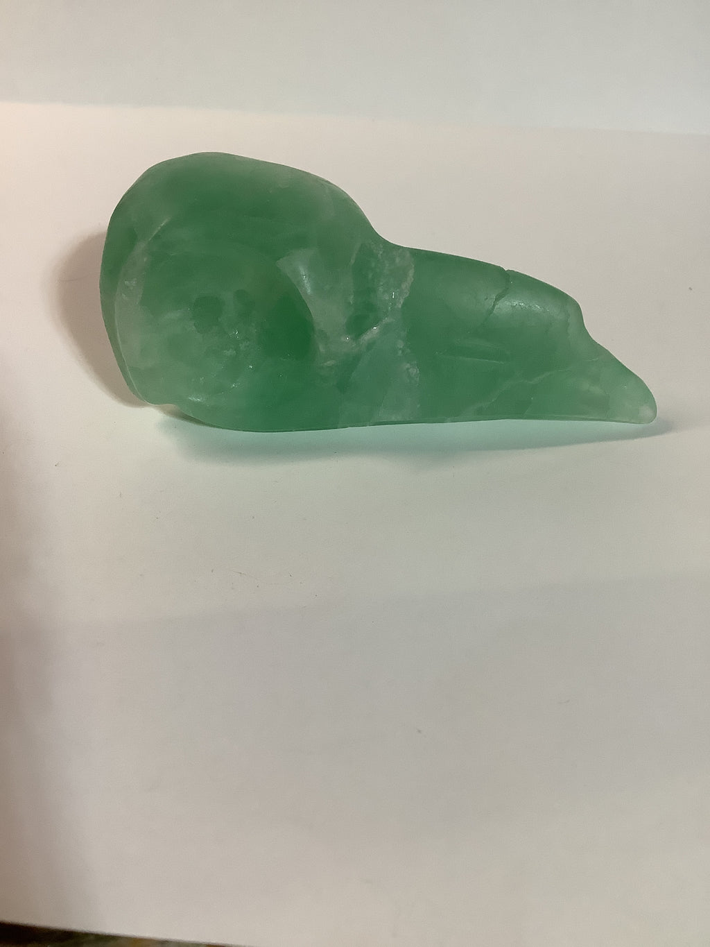 Green Fluorite Crow Skull Carving - 4 inch