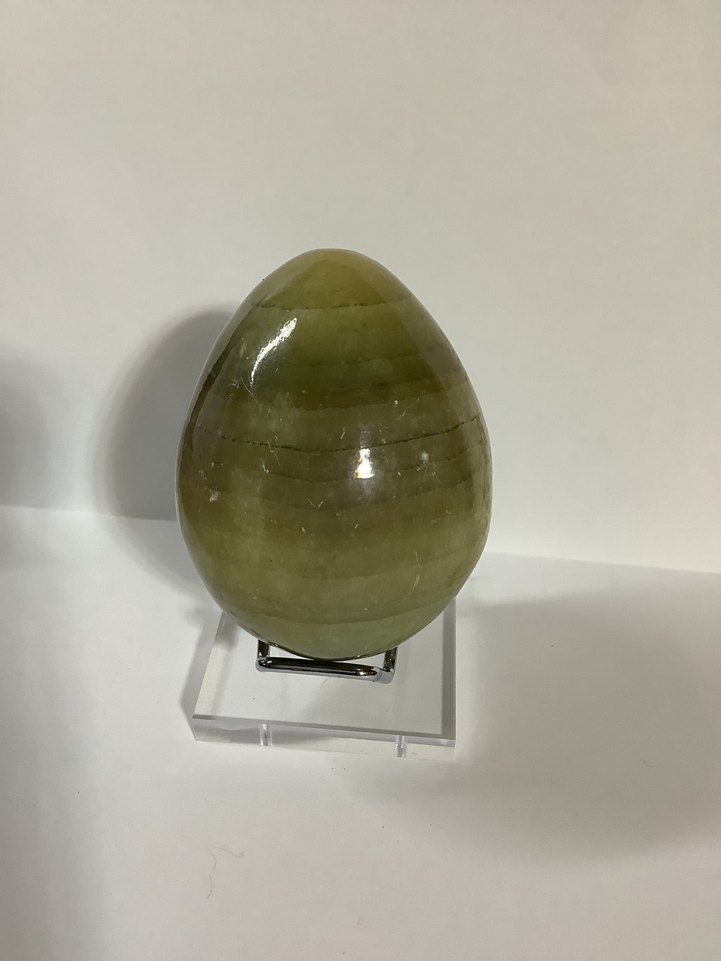 Afghan Onyx Carved Egg - Olive Green