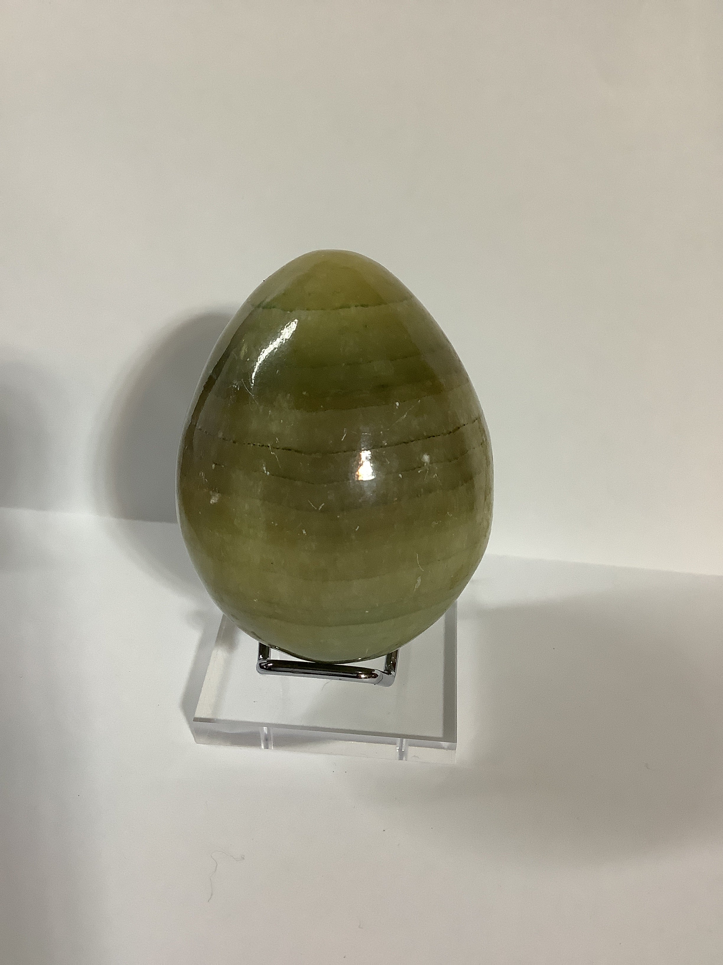 Afghan Onyx Carved Egg - Olive Green