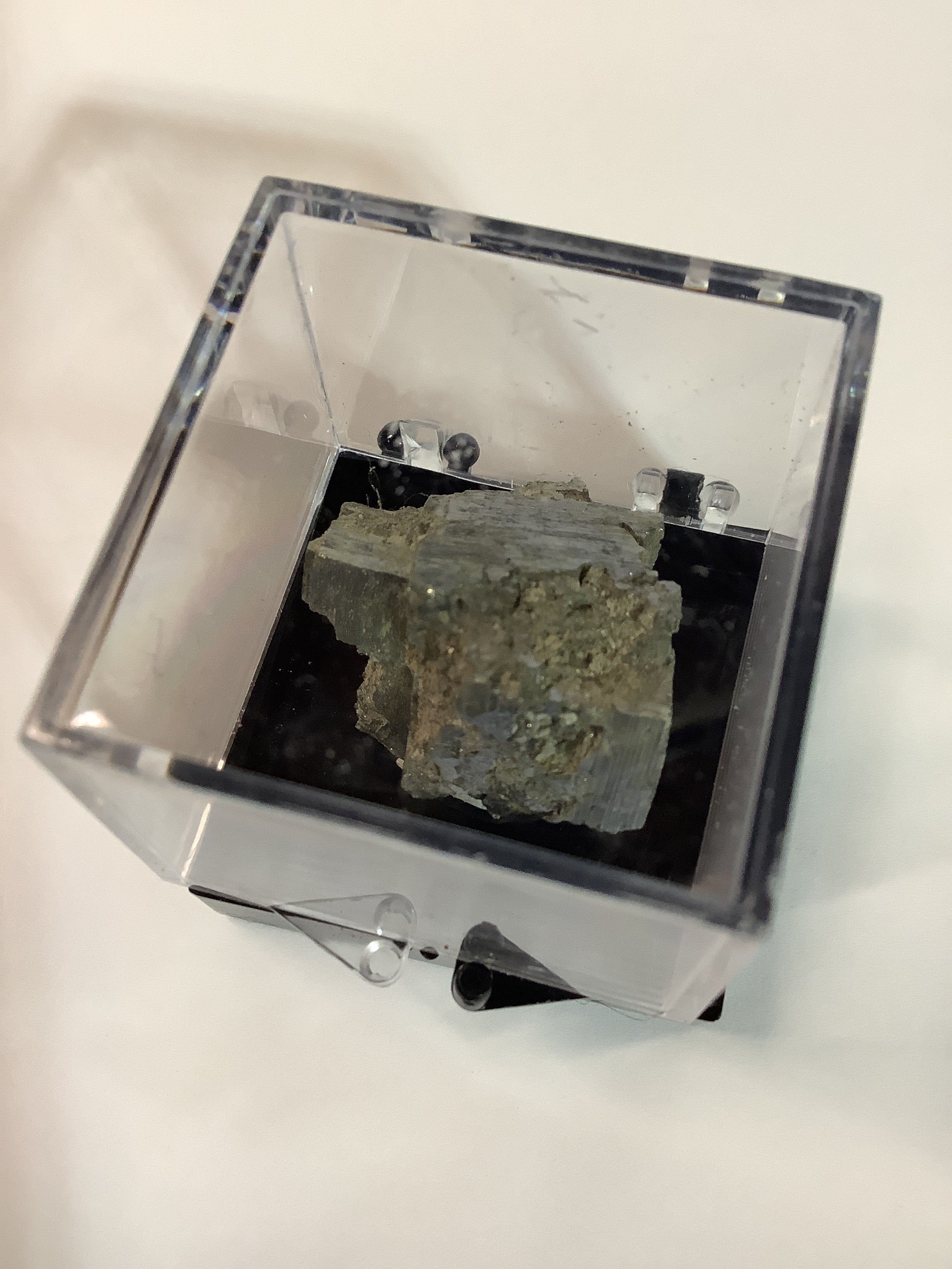 Arkansas Pyrite Cube Cluster in Acrylic Display Case - Specimen #8