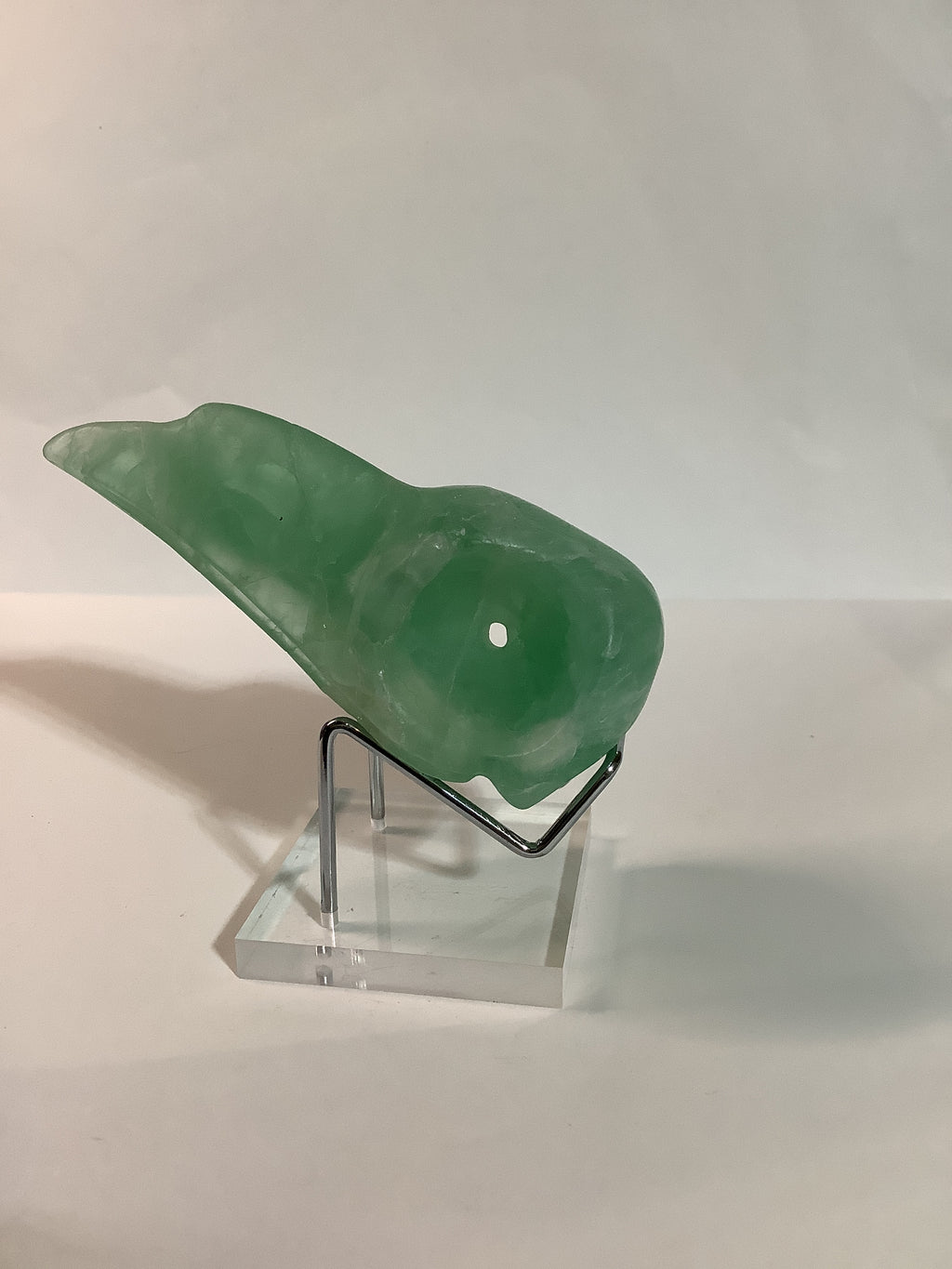 Green Fluorite Crow Skull Carving - 4 inch