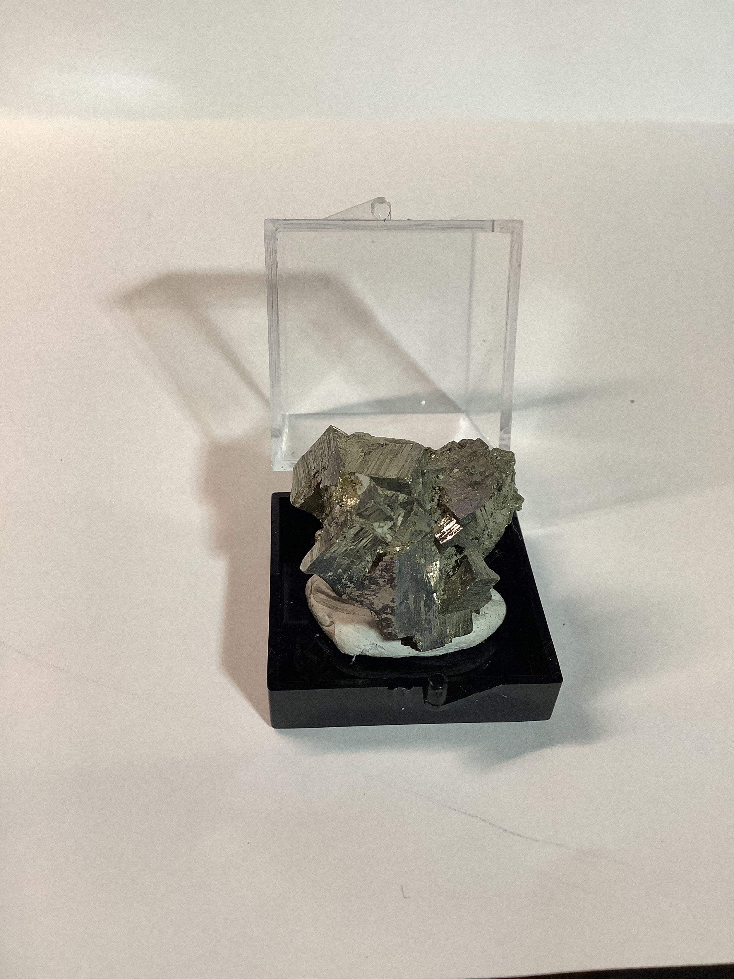 Arkansas Pyrite Cube Cluster in Acrylic Display Case - Specimen #6