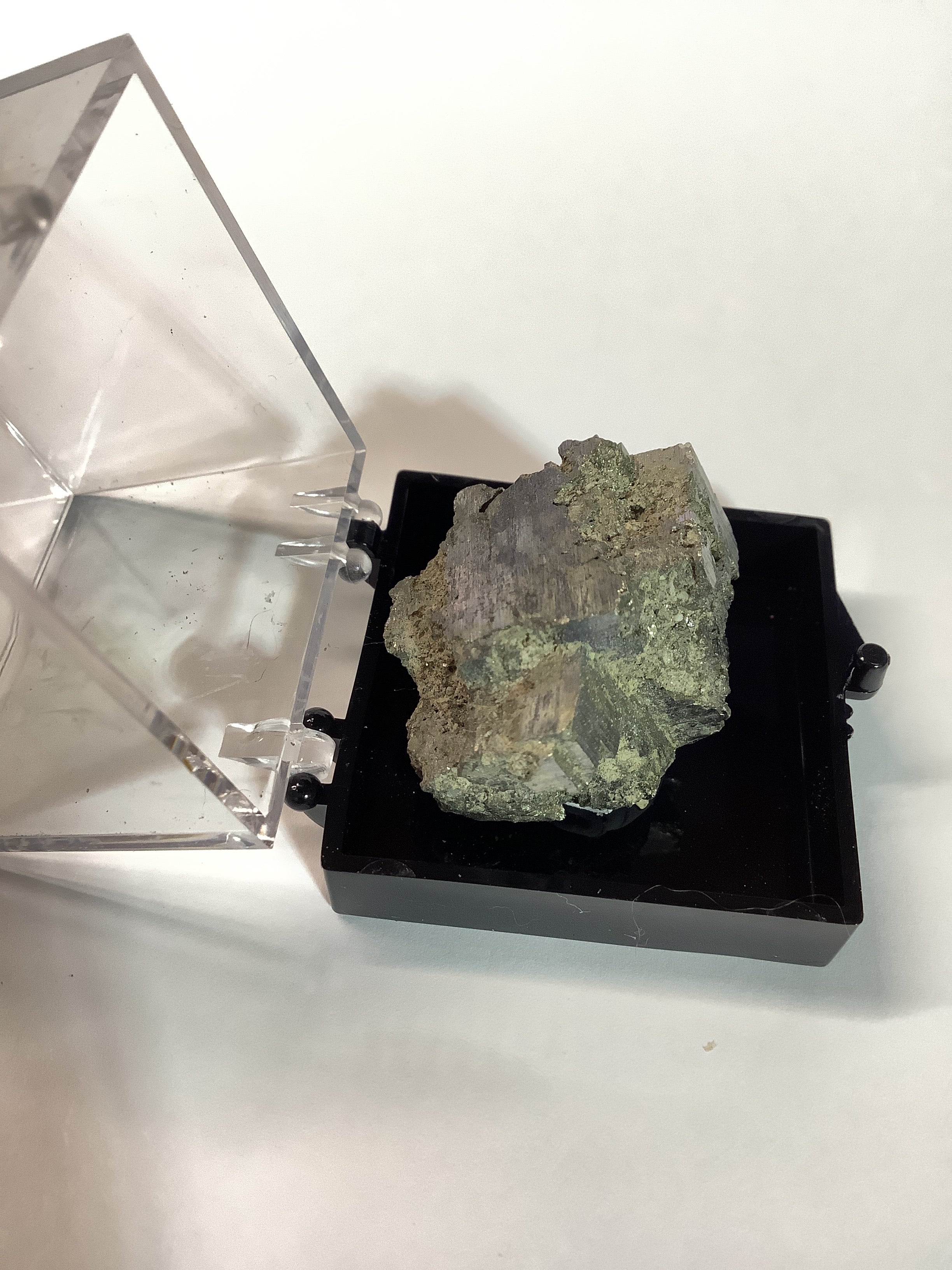 Arkansas Pyrite Cube Cluster in Acrylic Display Case - Specimen #8