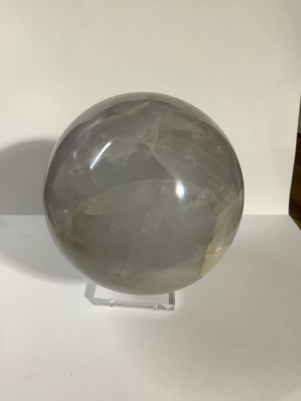 Blue Rose Quartz Sphere with Rainbow Flashes - 3lb 5oz