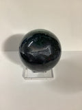 Moss Agate Sphere with Natural Druzy Crystal Pockets