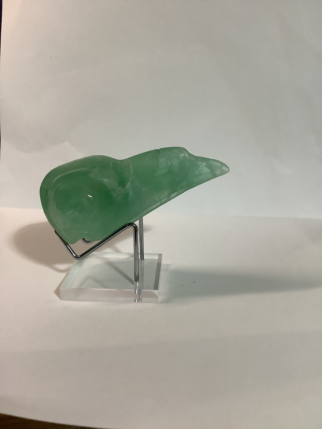 Green Fluorite Crow Skull Carving - 4 inch