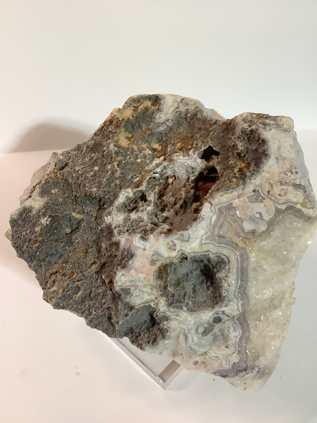 Missouri Druzy Quartz on Lacy Agate - Specimen #2