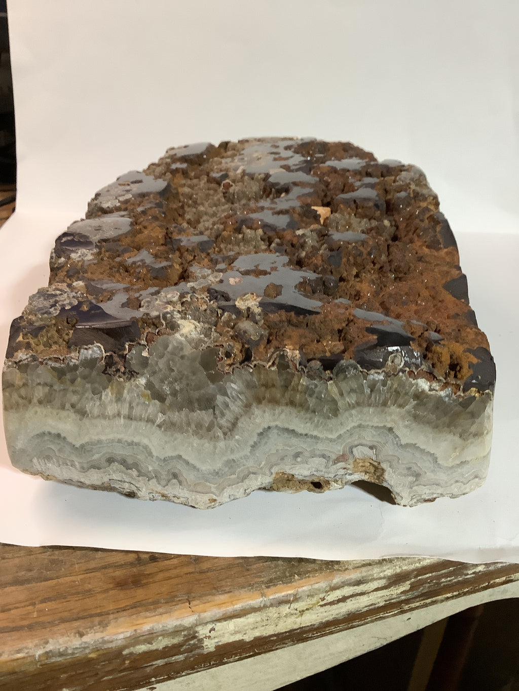 Missouri Hand-Polished Lacy Agate with Bronze Chalcedony, Hematite & Barite - Specimen #9