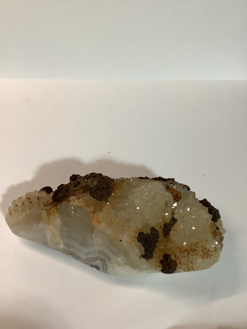 Missouri Druzy Quartz on Lacy Agate with Hematite - Specimen #6