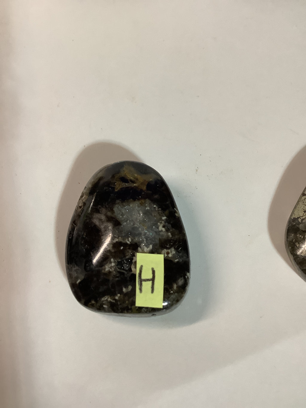 Arkansas Smoky Quartz Freeform Cabochon with Pyrite and Barite H