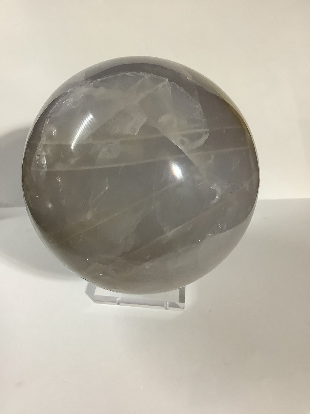 Blue Rose Quartz Sphere with Rainbow Flashes - 3lb 5oz