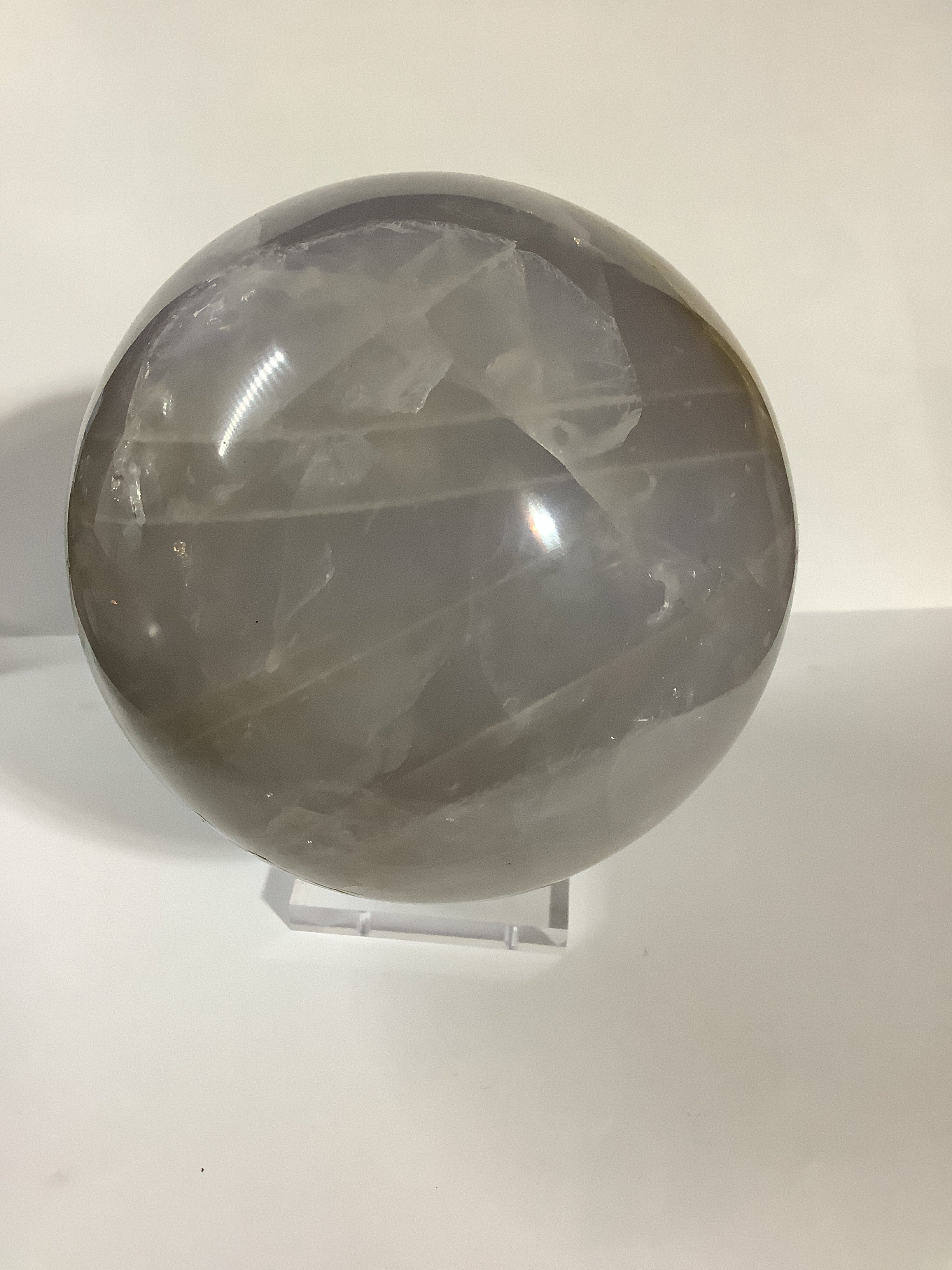 Blue Rose Quartz Sphere with Rainbow Flashes - 3lb 5oz