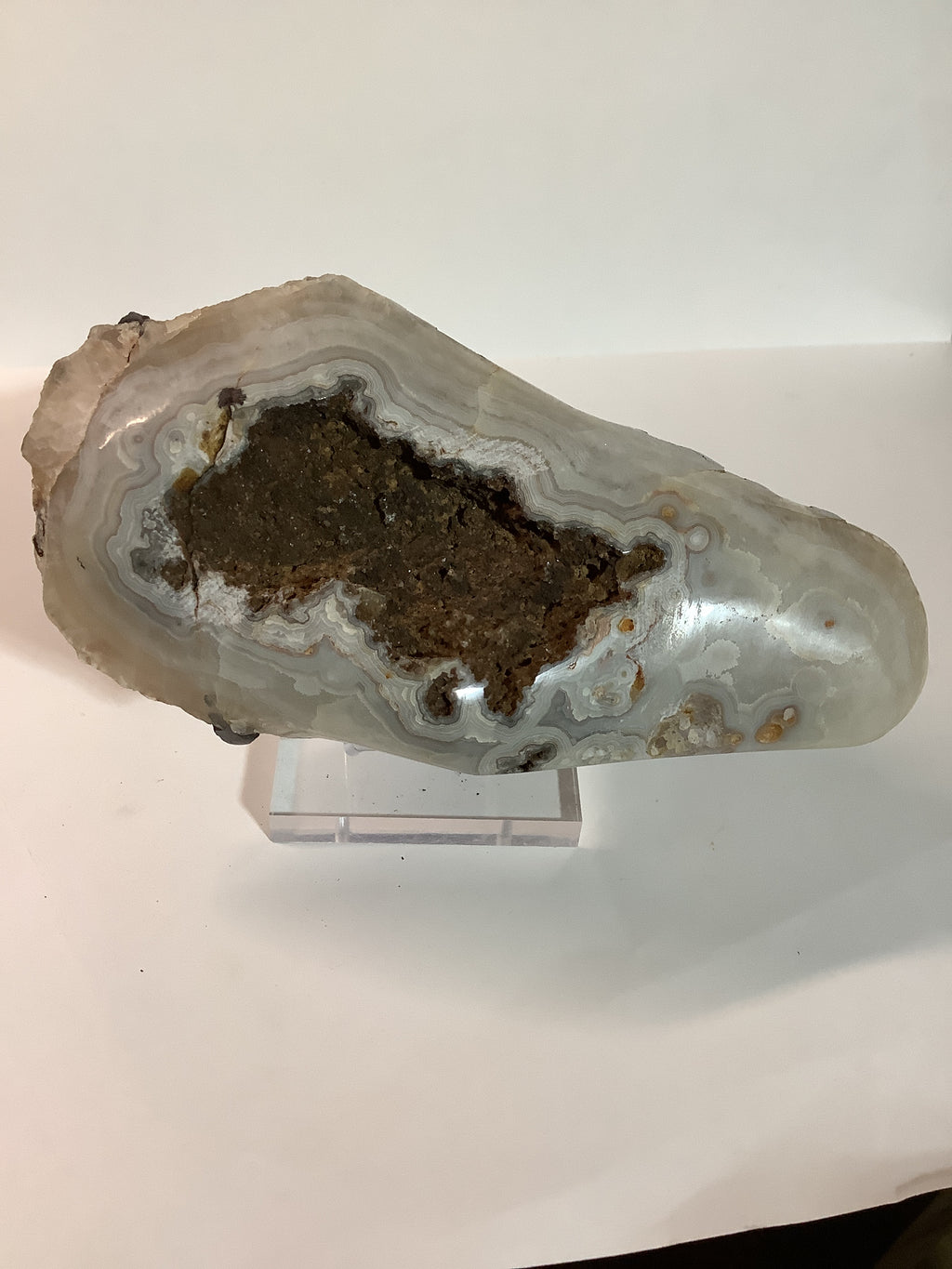 Missouri Druzy Quartz on Lacy Agate with Hematite - Specimen #6
