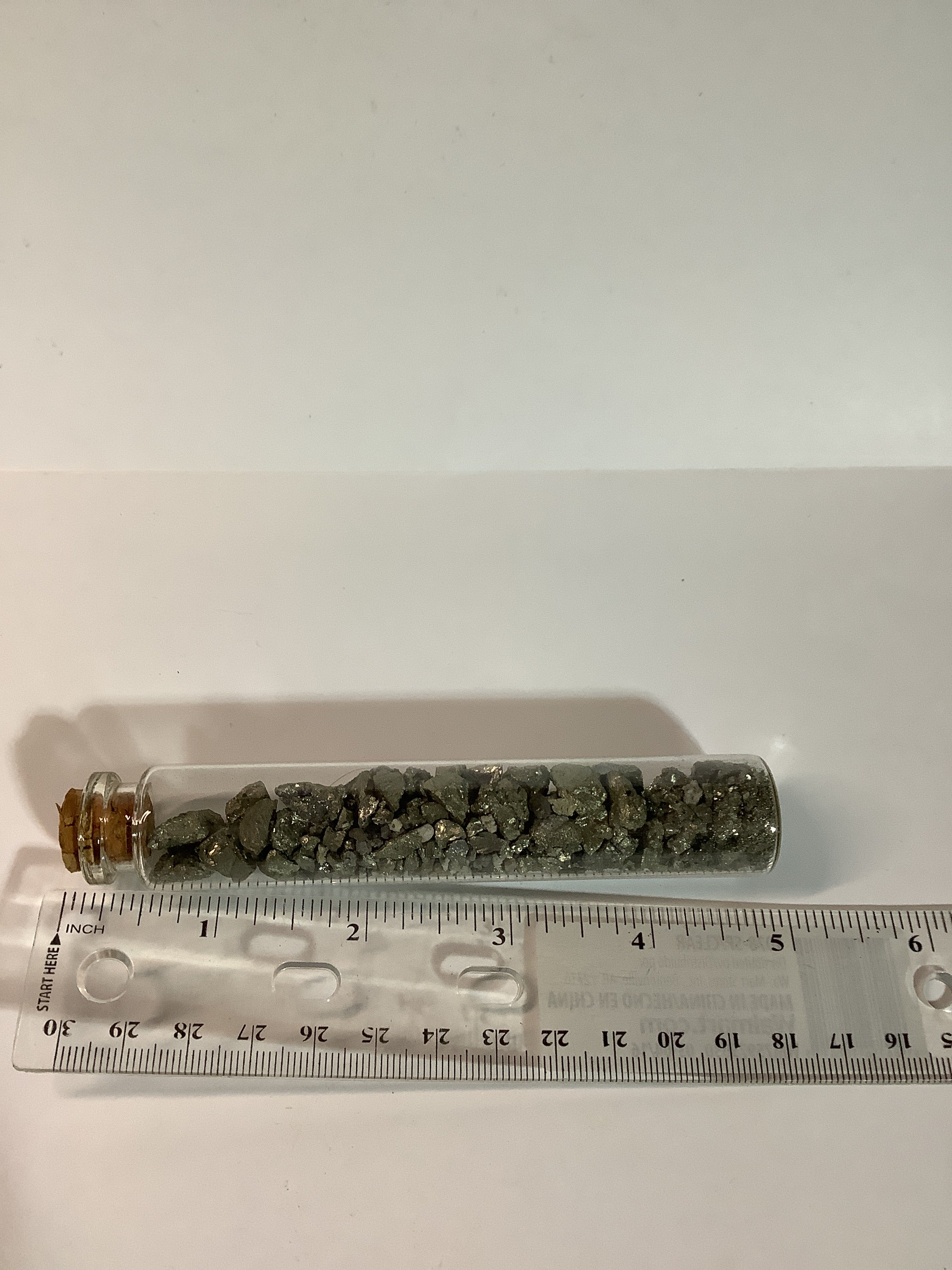 Arkansas Pyrite Chips & Cubes in Glass Cork Tube - Dealer's Choice