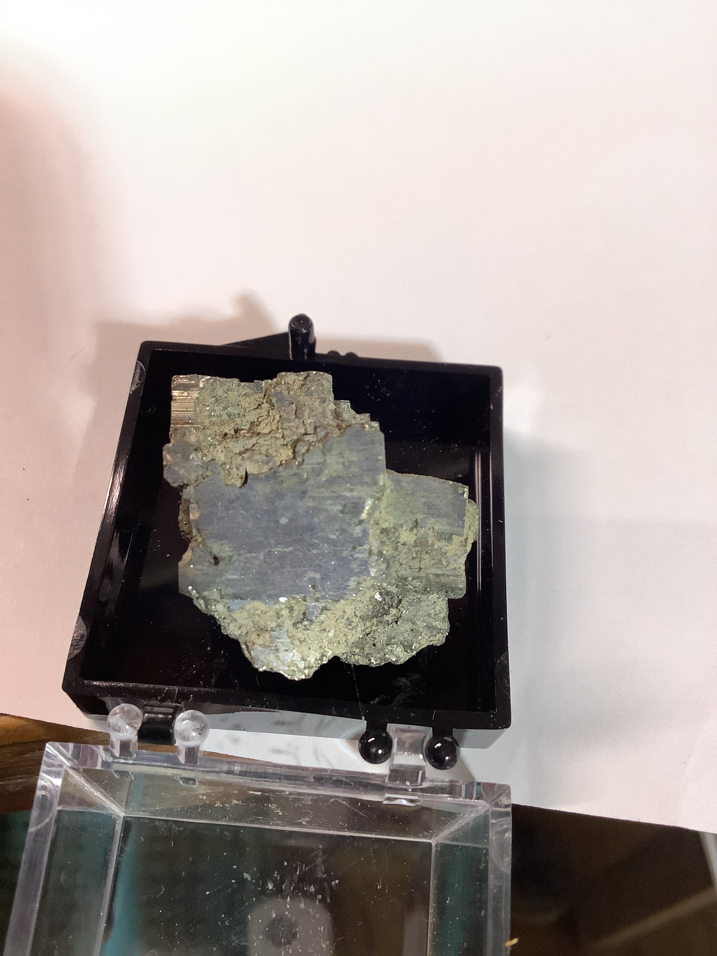 Arkansas Pyrite Cube Cluster in Acrylic Display Case - Specimen #8