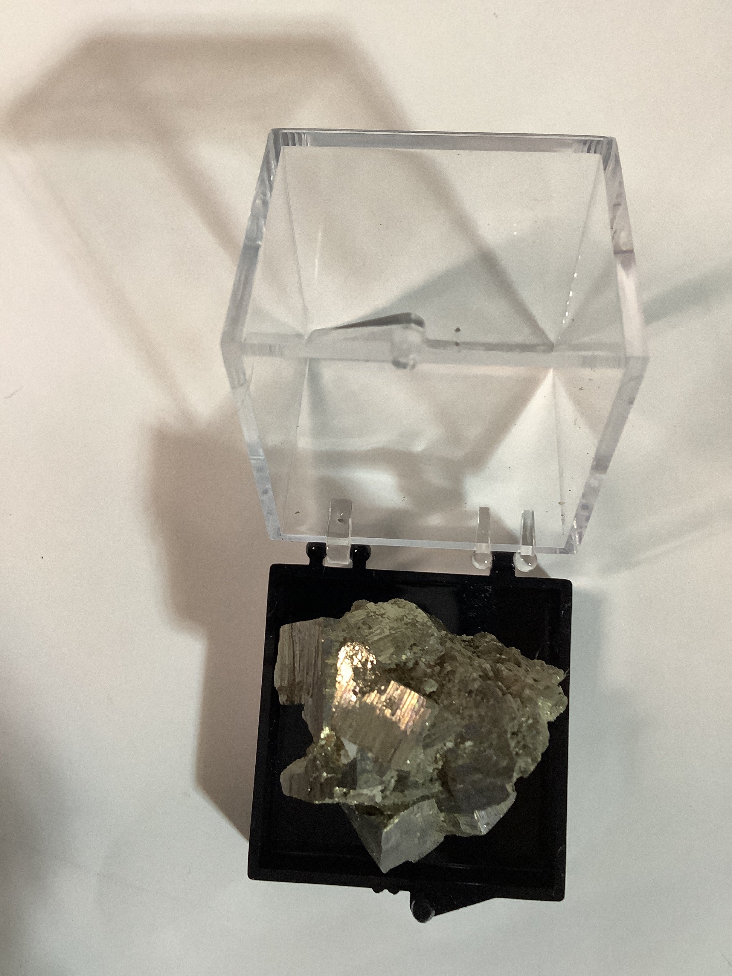 Arkansas Pyrite Cube Cluster in Acrylic Display Case - Specimen #6