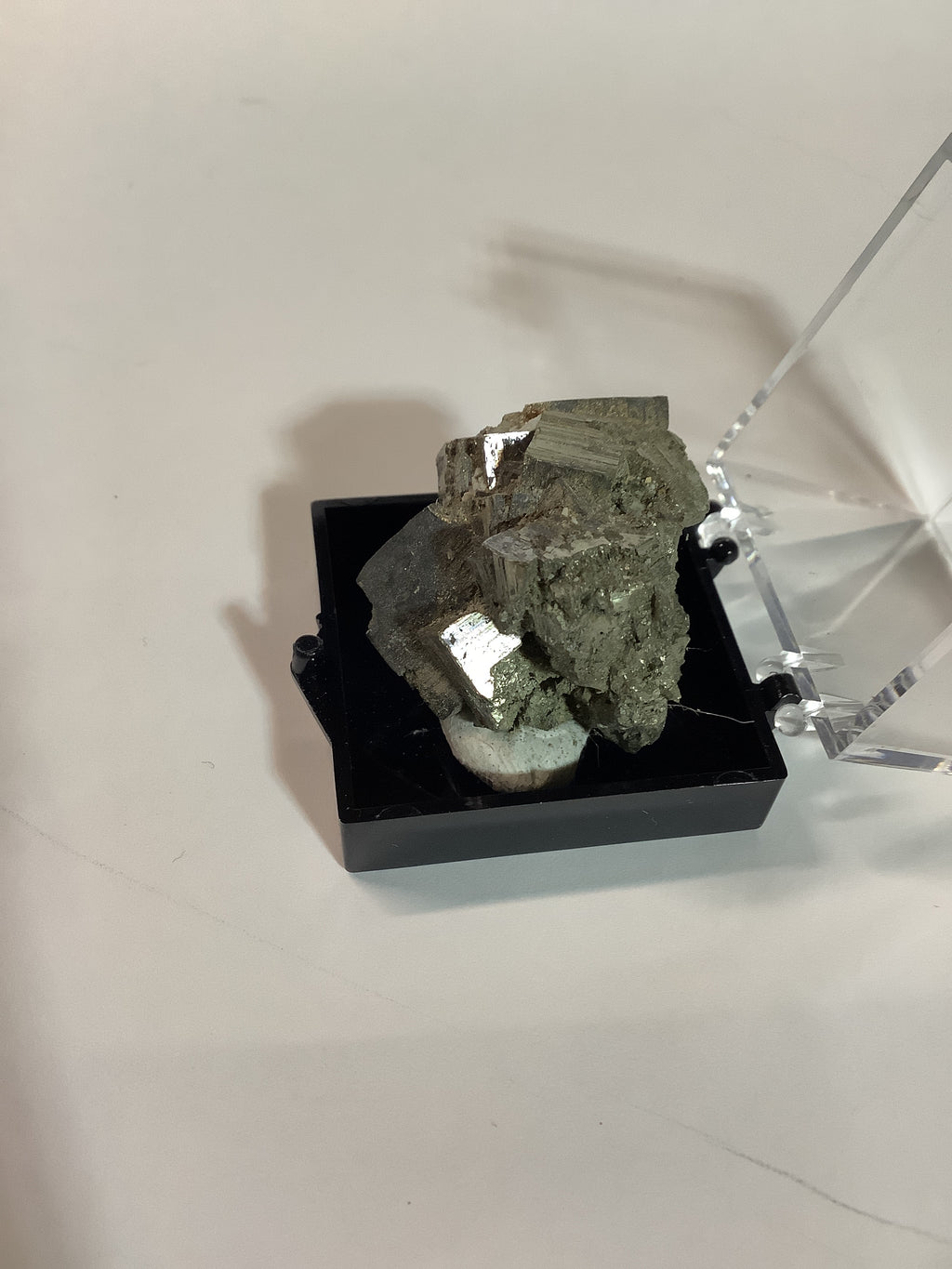Arkansas Pyrite Cube Cluster in Acrylic Display Case - Specimen #6