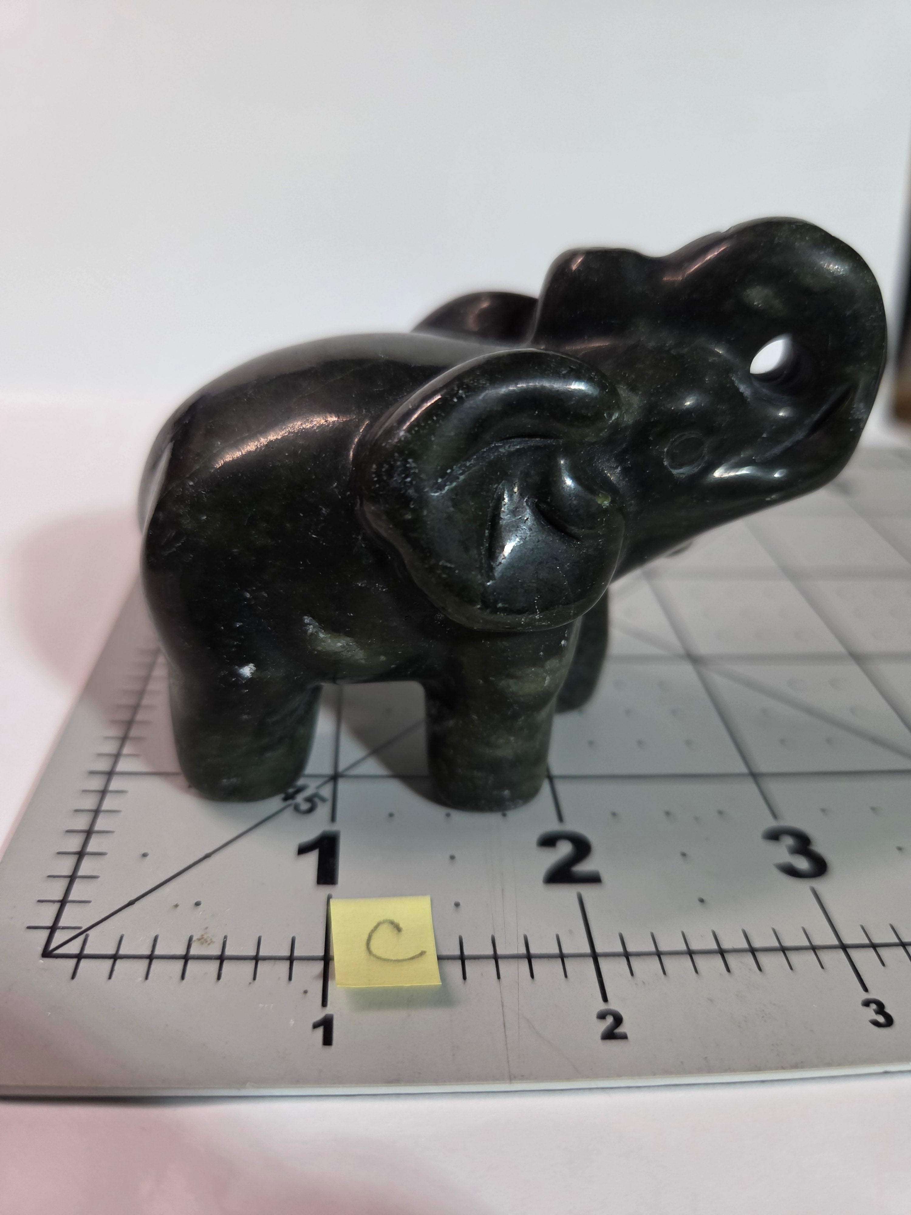 Green Jade Elephant Carving - Specimen C