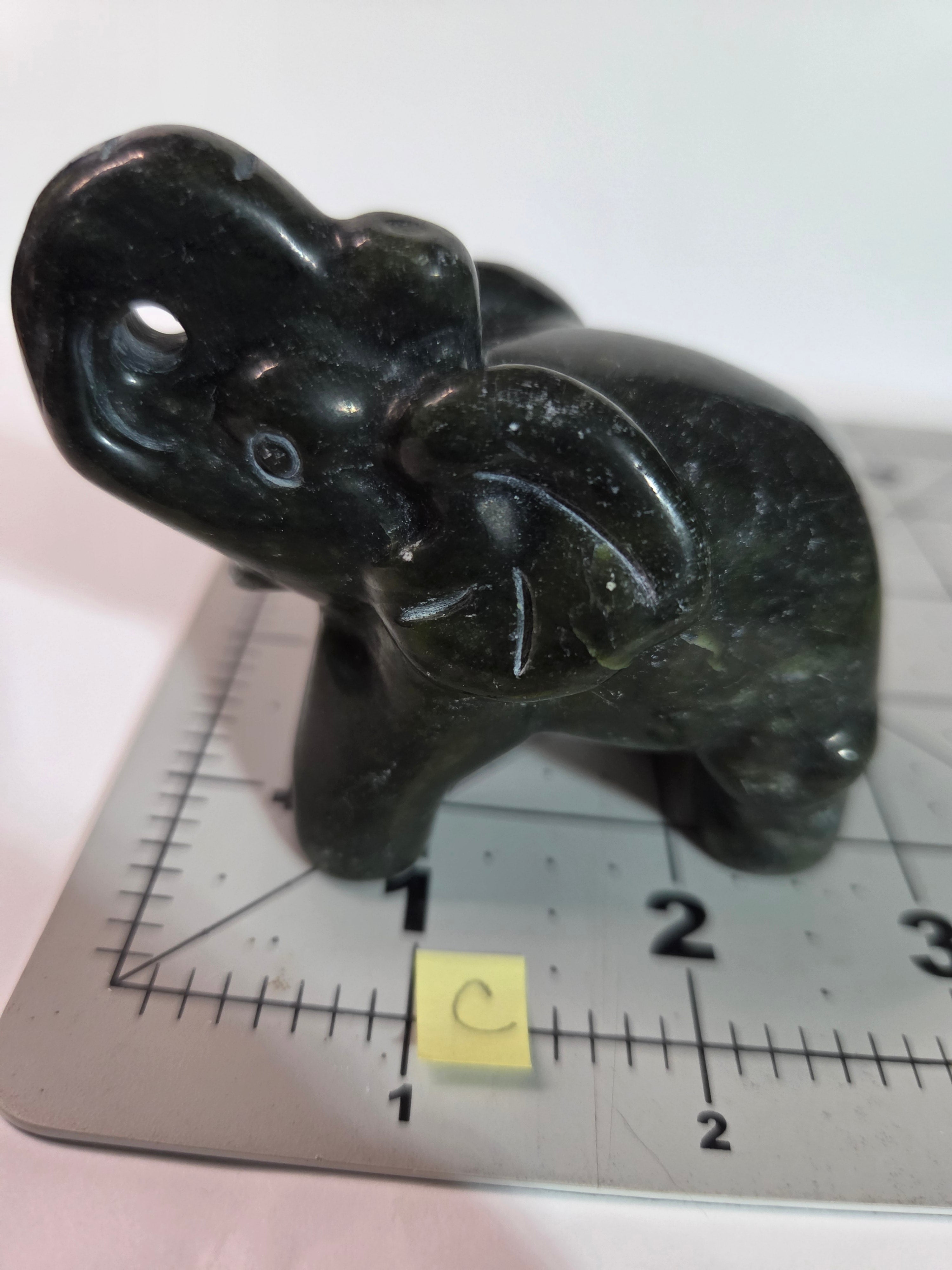 Green Jade Elephant Carving - Specimen C