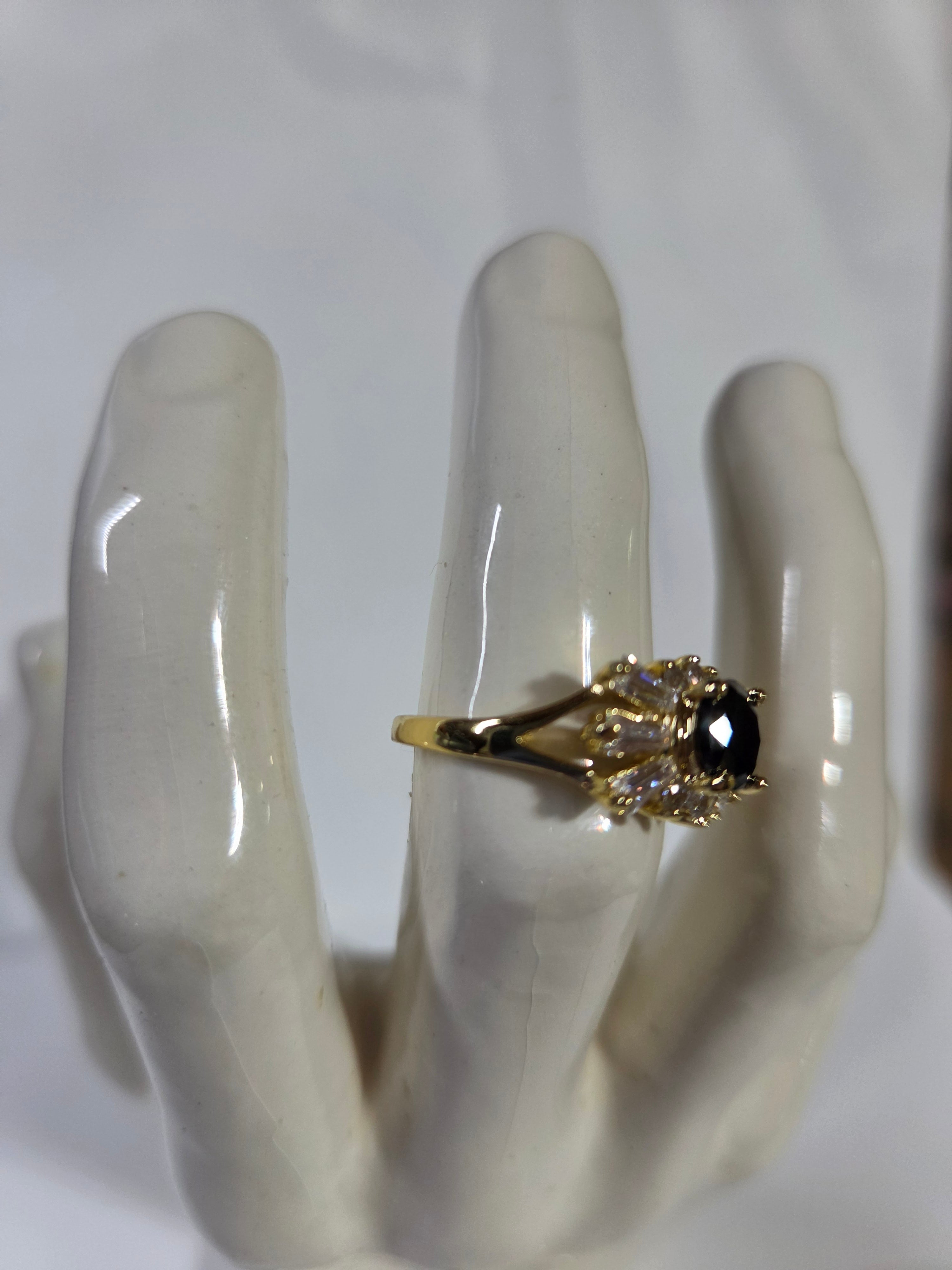 Dark Garnet Halo Ring – Specimen 1 | Size 7 | Gold-Tone Costume Jewelry