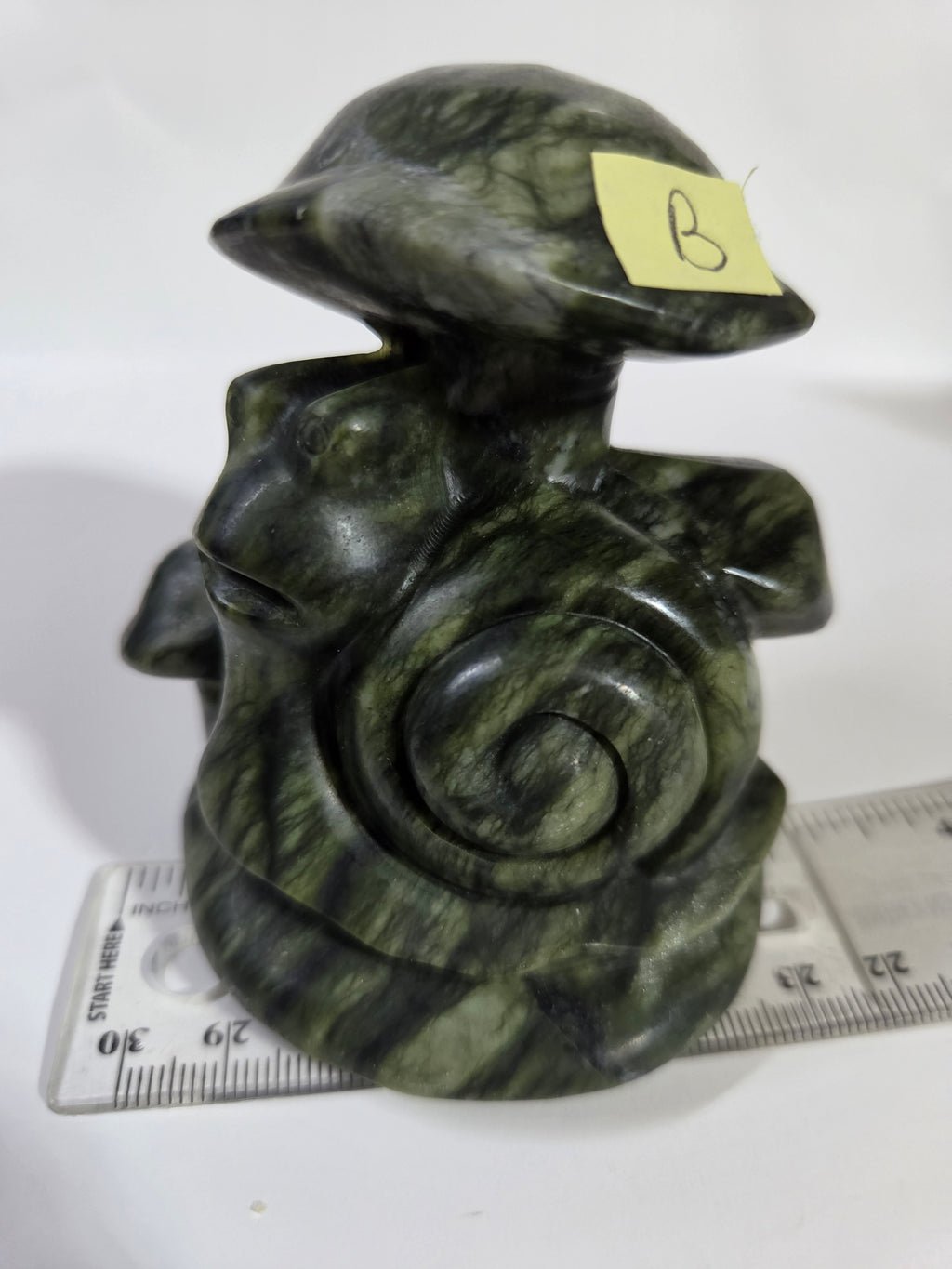 Green Jade Snail and Mushroom Carving B