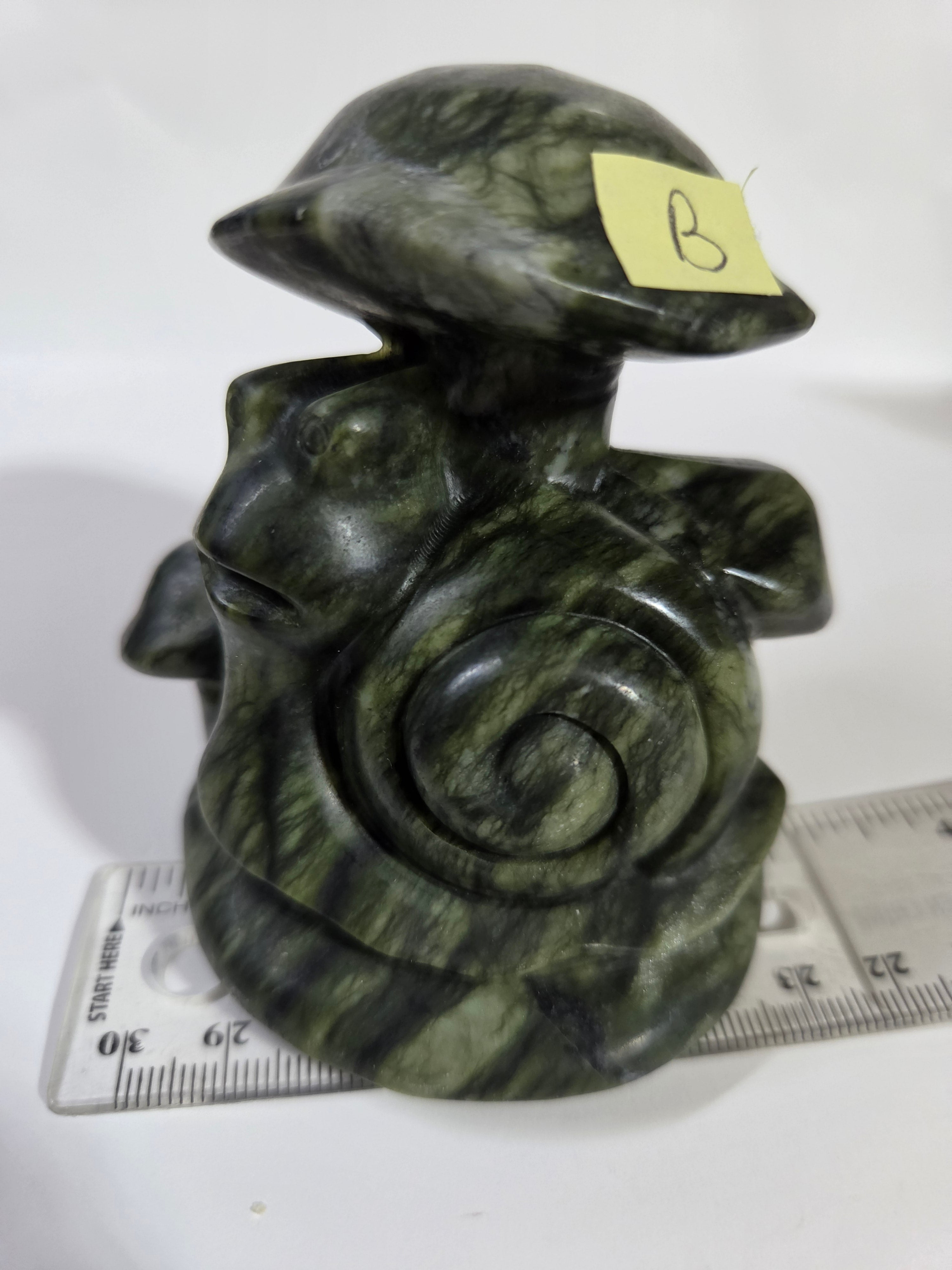 Green Jade Snail and Mushroom Carving B