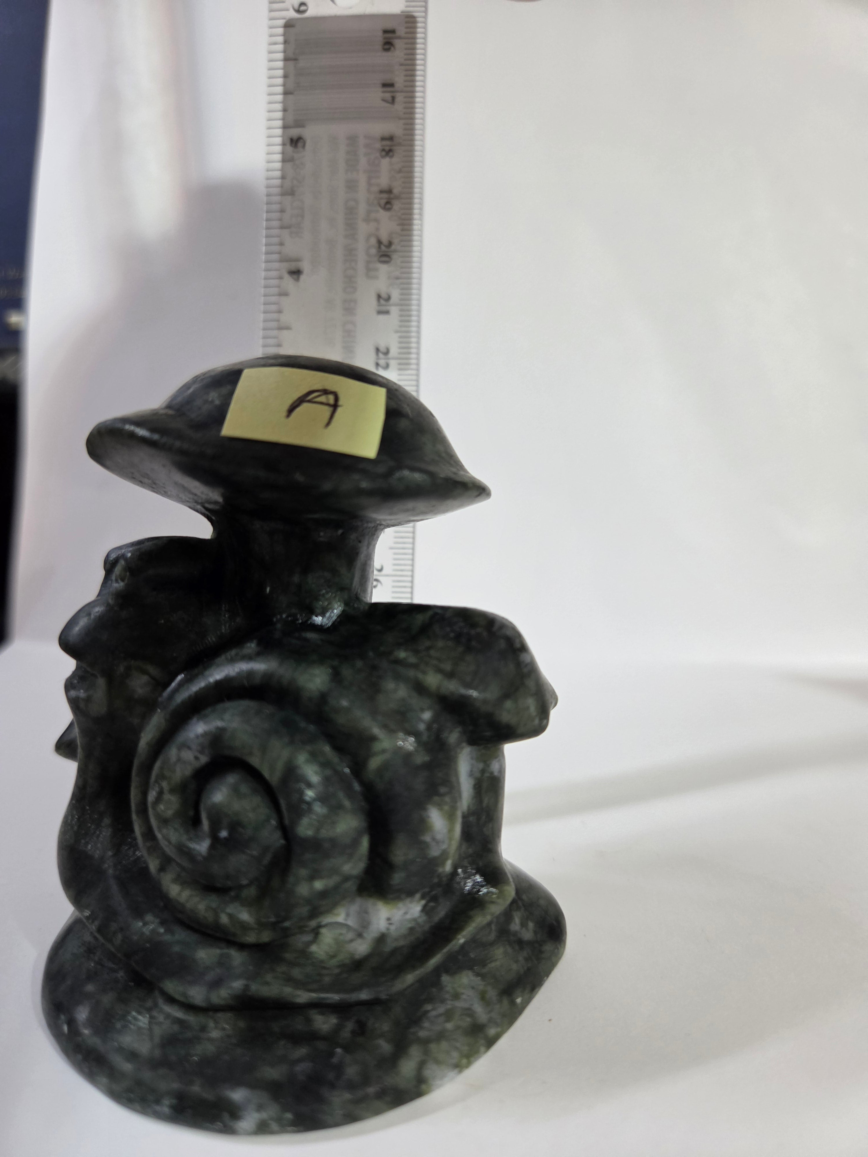 Green Jade Snail and Mushroom Carving A