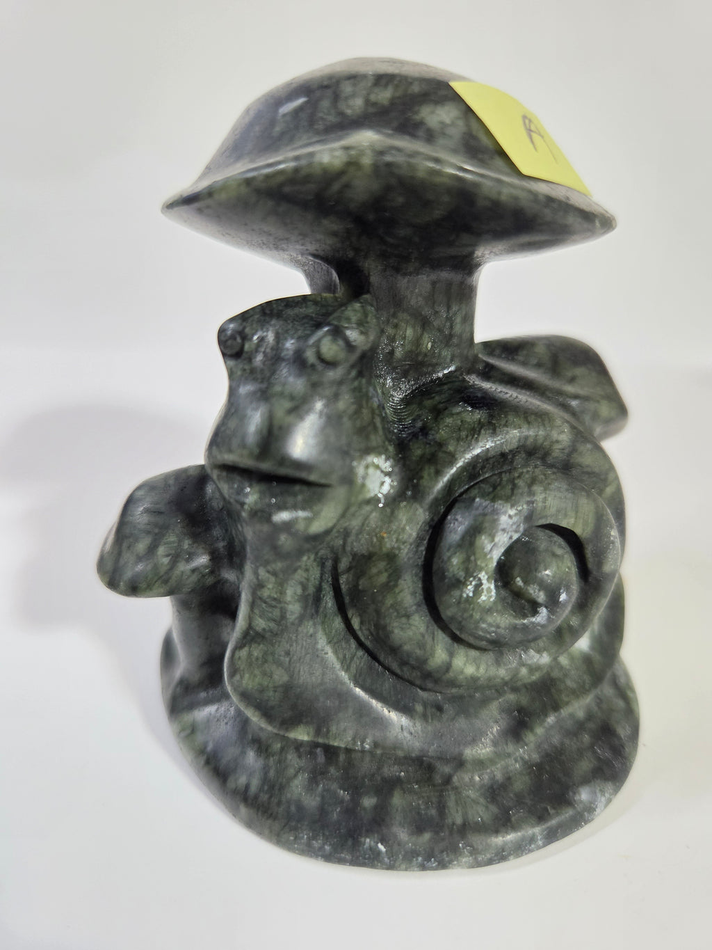 Green Jade Snail and Mushroom Carving A